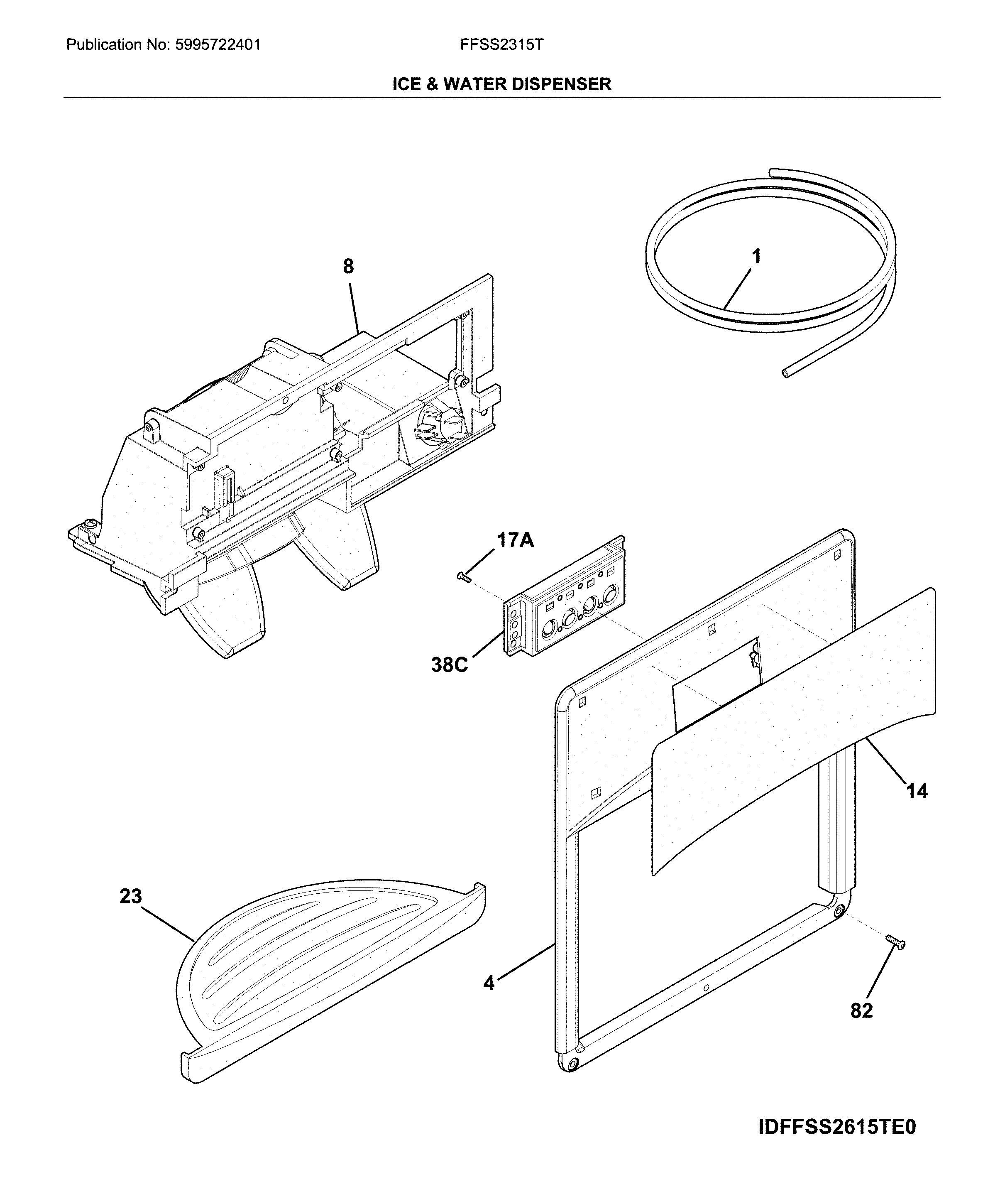 Frigidaire FFSS2315TP3 dispenser diagram