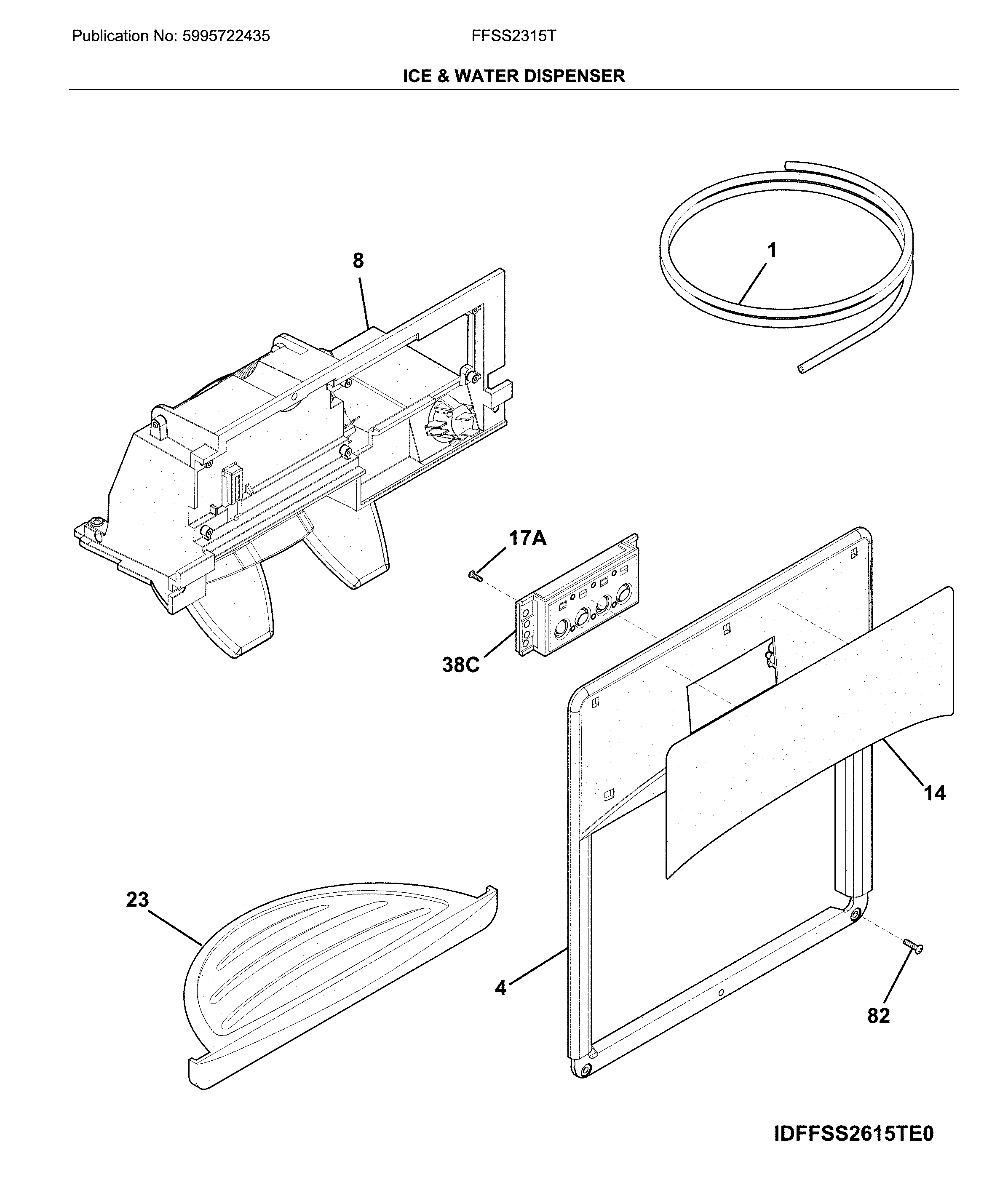 Frigidaire FFSS2315TE4 dispenser diagram