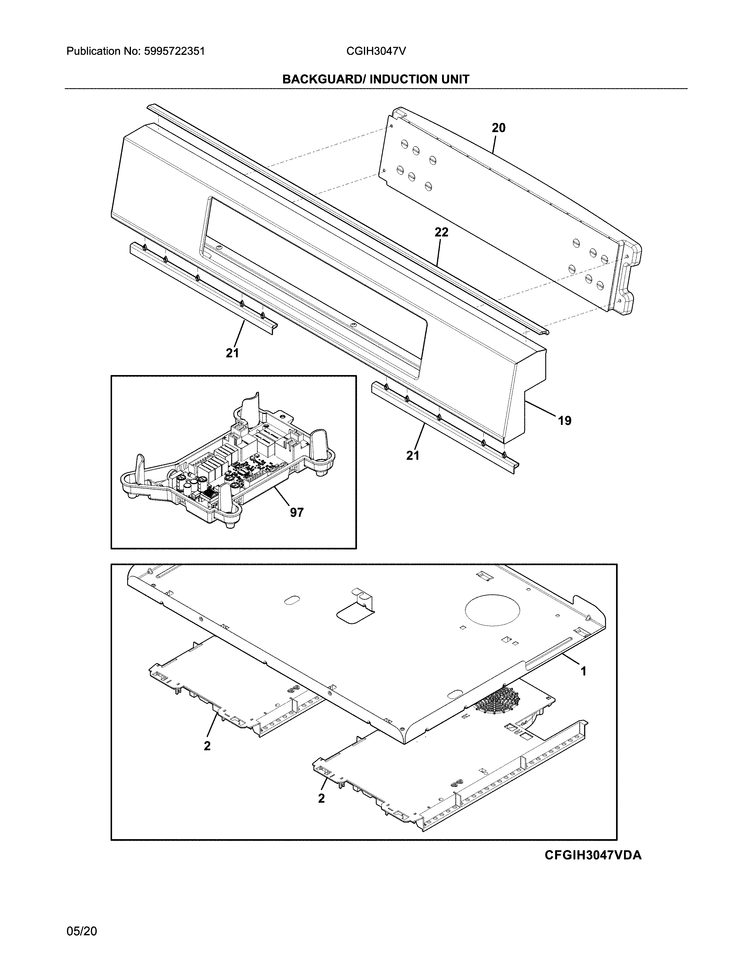 Frigidaire CGIH3047VFB backguard diagram