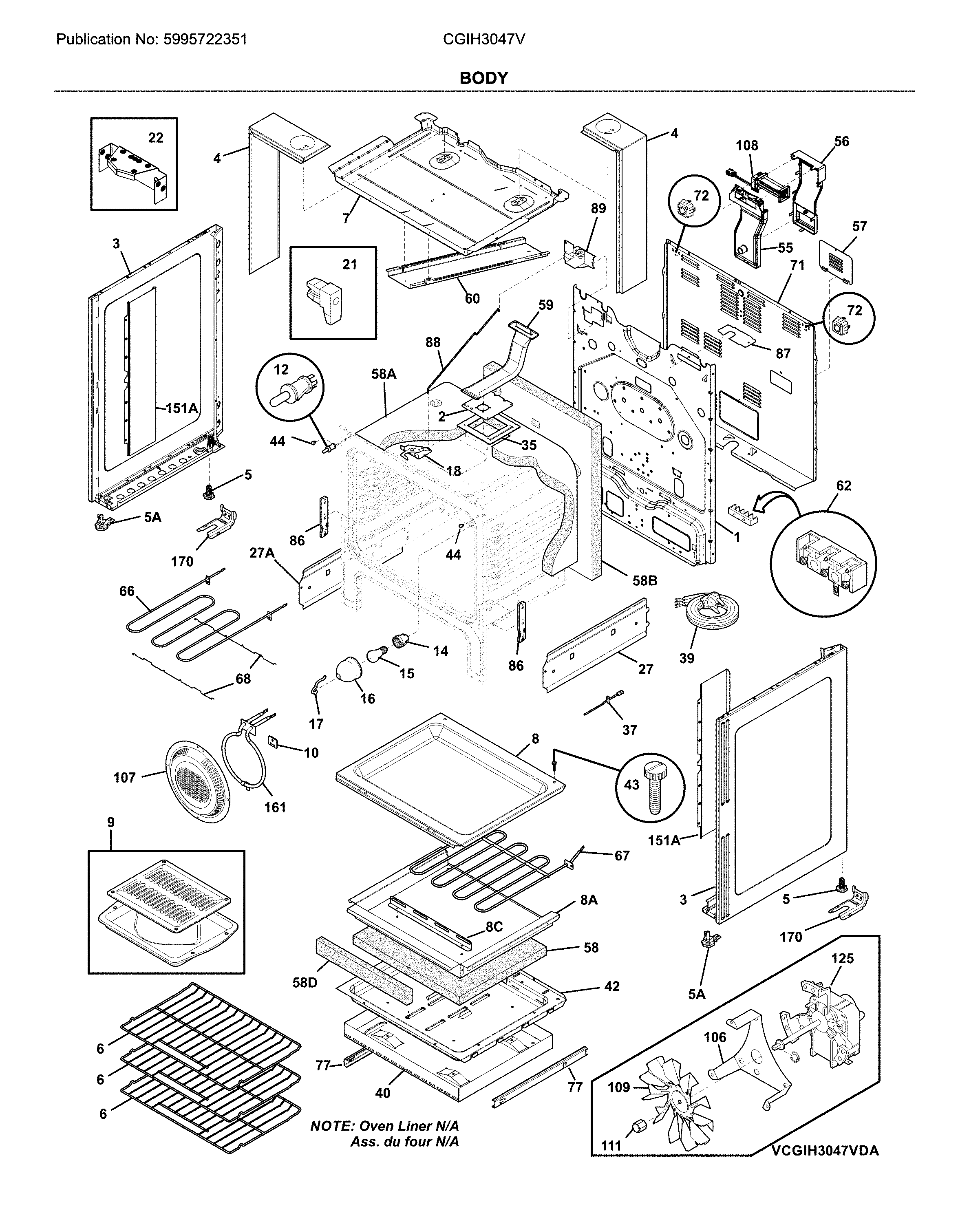 Frigidaire CGIH3047VFB body diagram