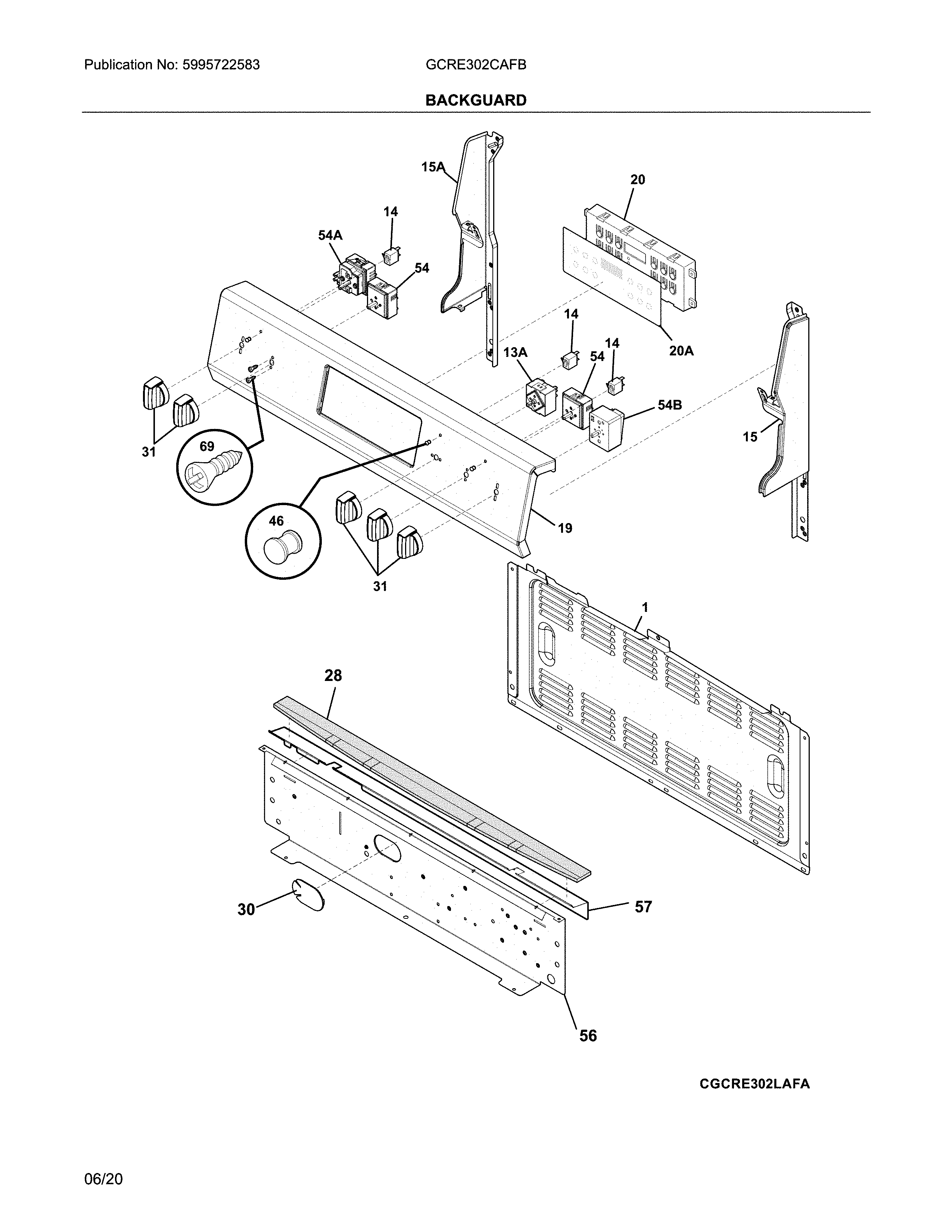 Frigidaire GCRE302CAFB backguard diagram