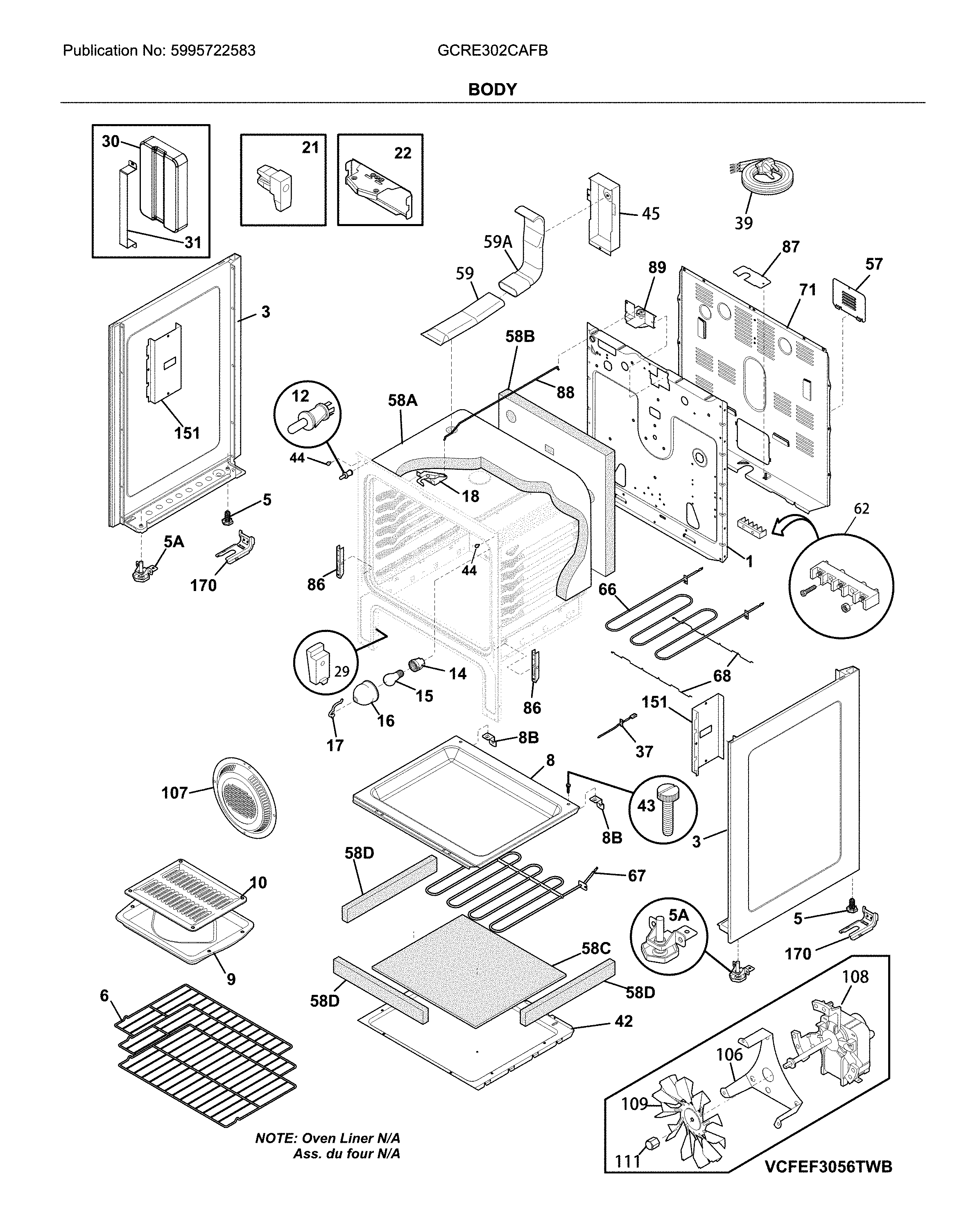 Frigidaire GCRE302CAFB body diagram