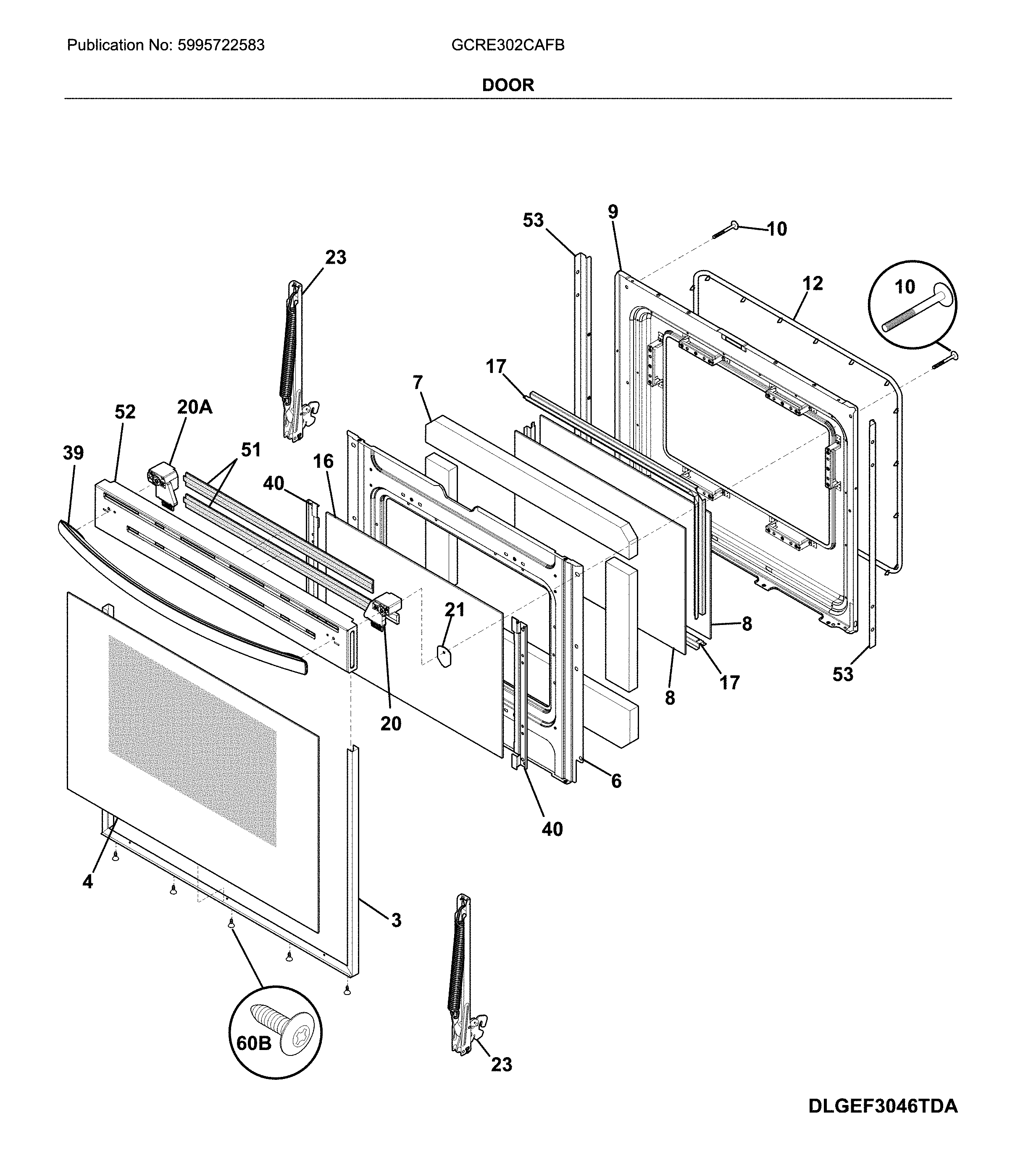 Frigidaire GCRE302CAFB door diagram