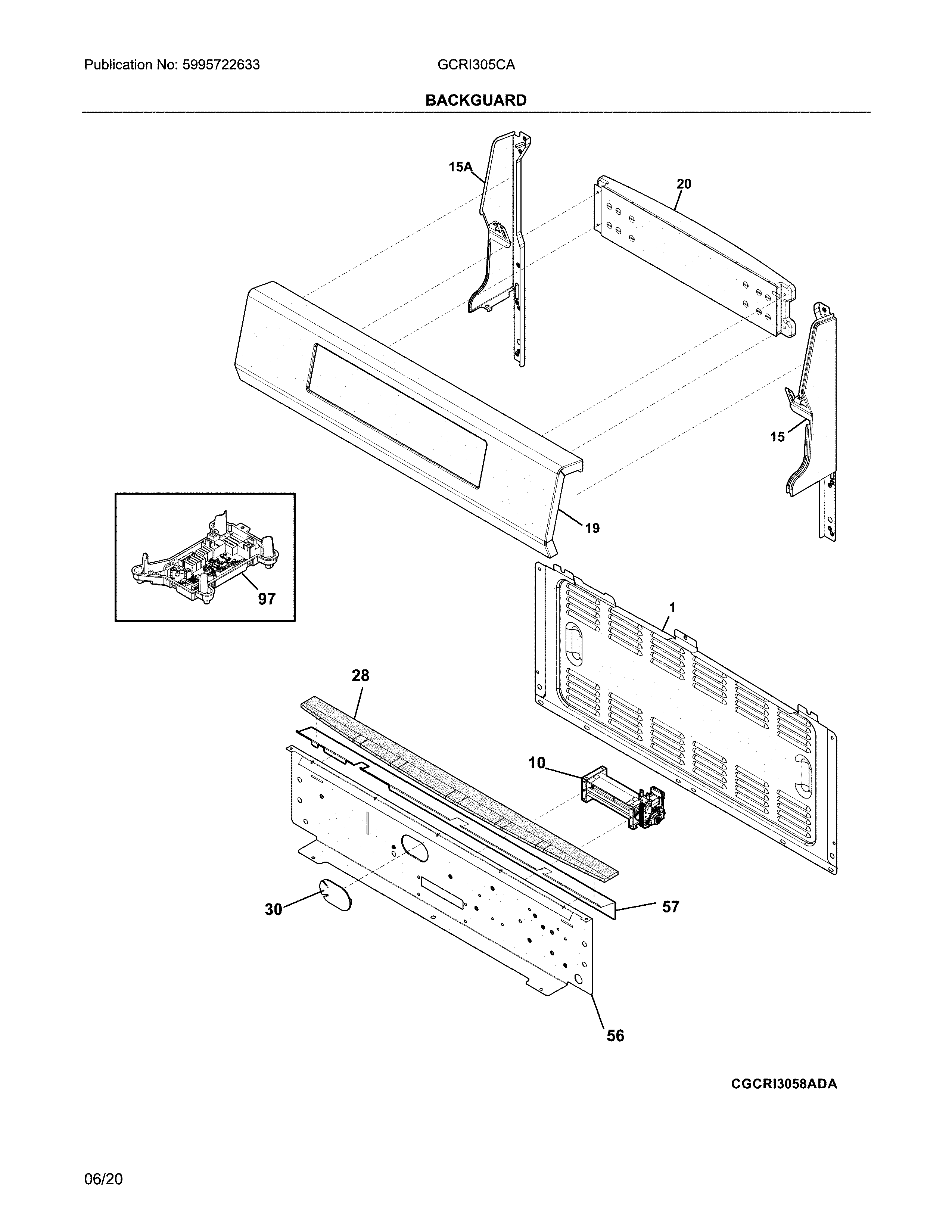 Frigidaire GCRI305CADB backguard diagram