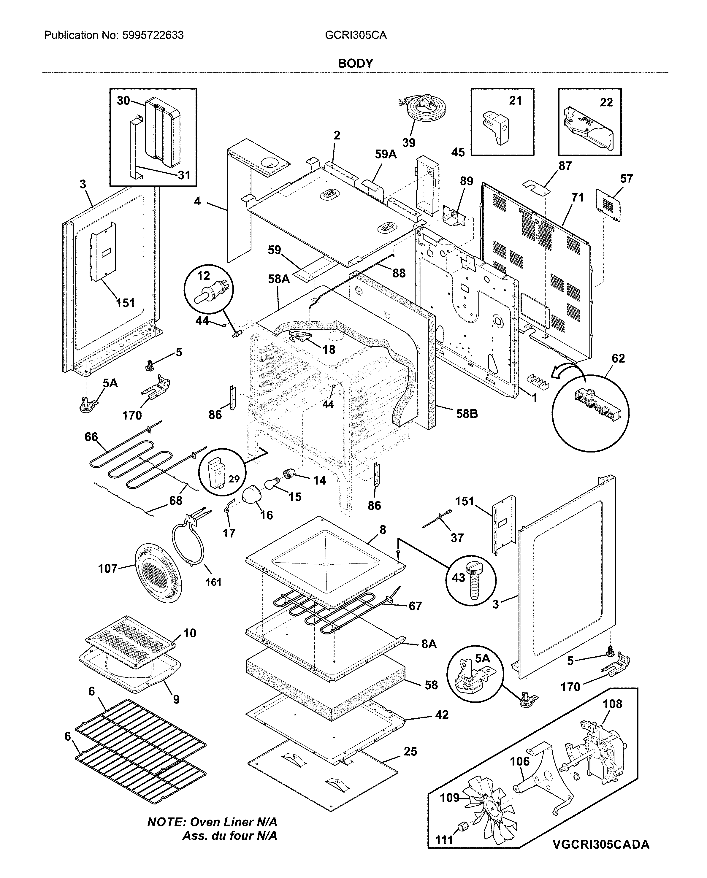 Frigidaire GCRI305CADB body diagram