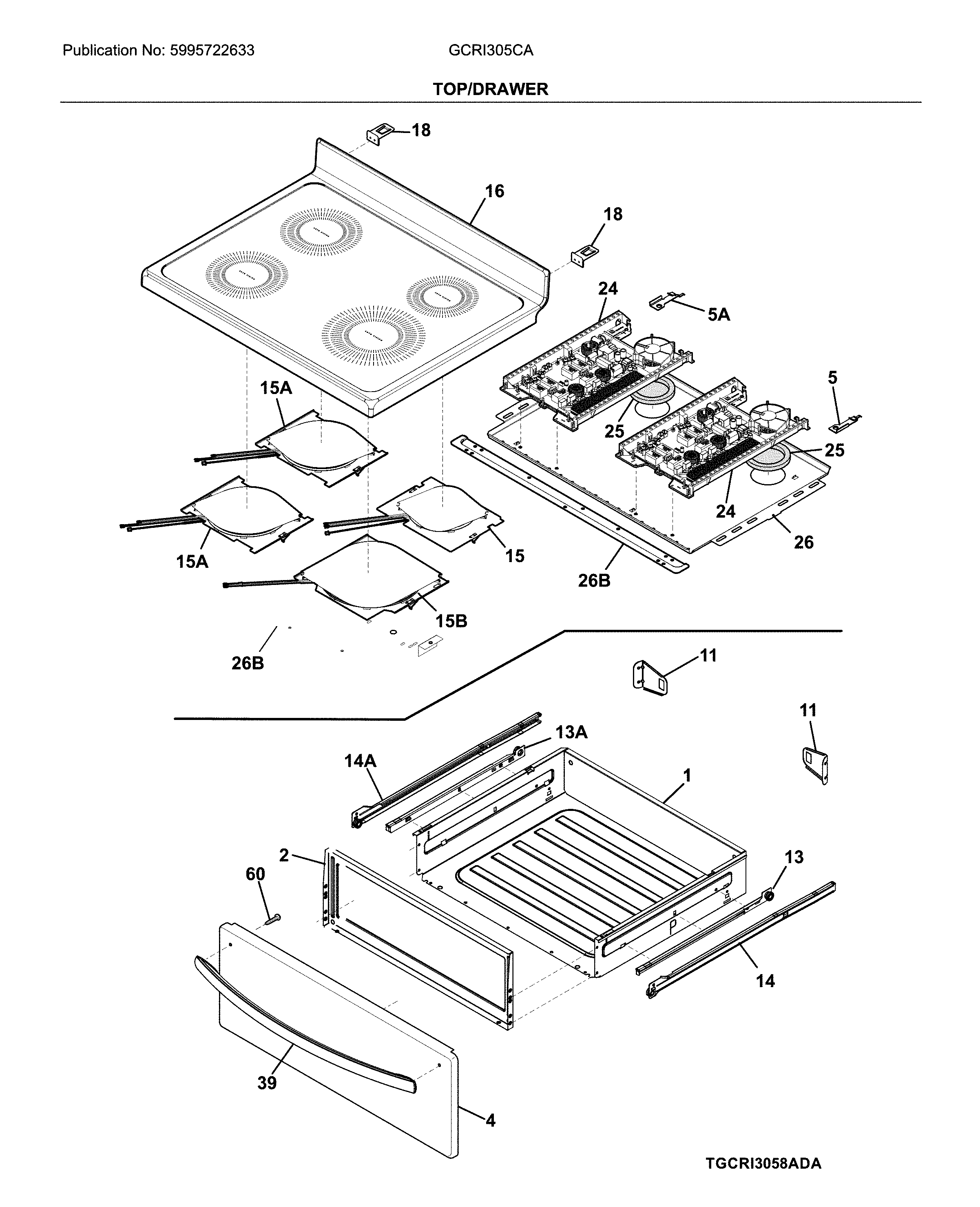 Frigidaire GCRI305CADB top/drawer diagram