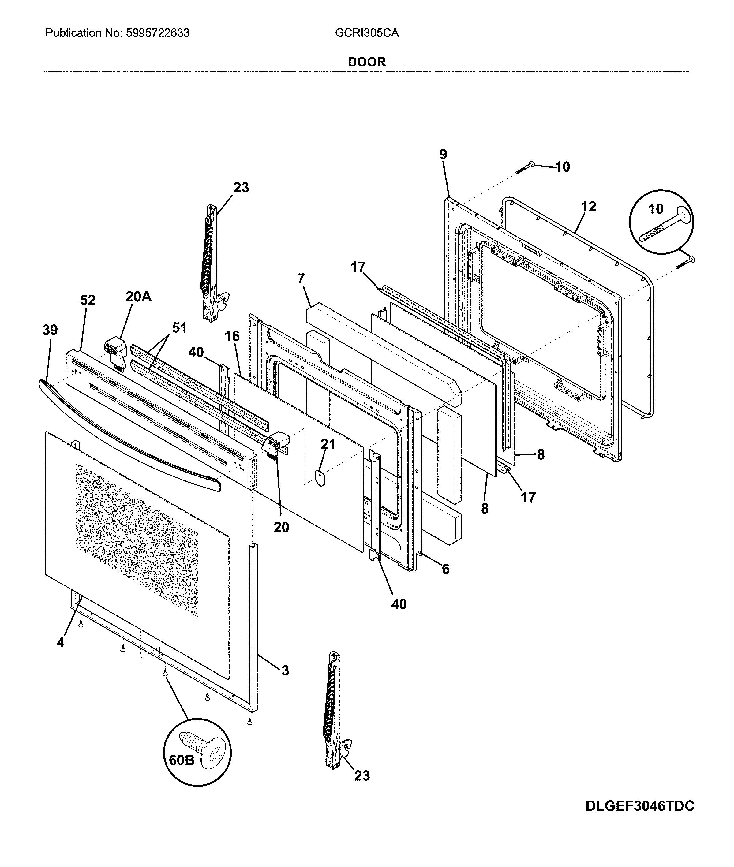 Frigidaire GCRI305CADB door diagram