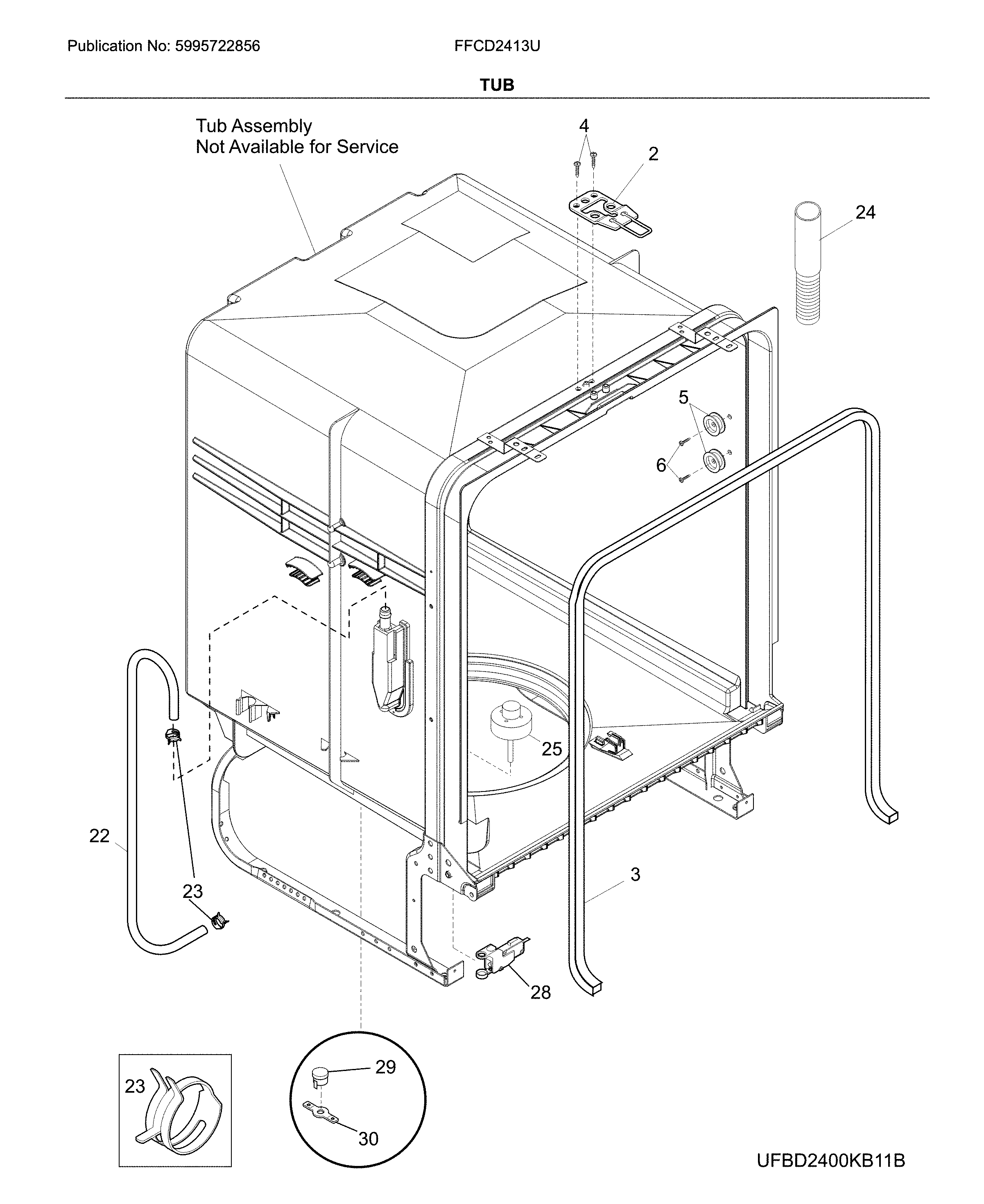 Frigidaire FFCD2413UW3A tub diagram