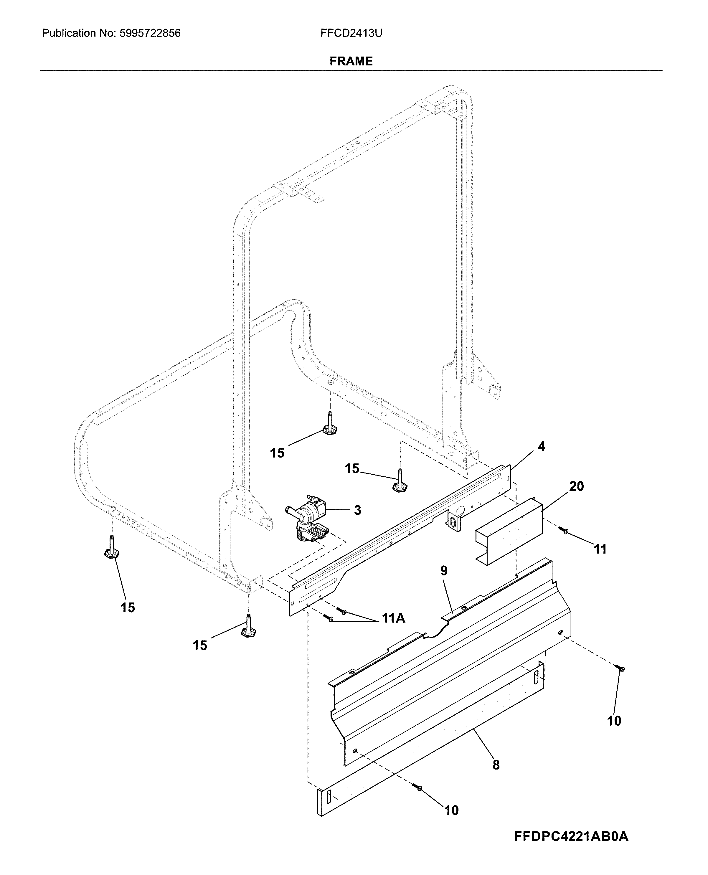 Frigidaire FFCD2413UW3A frame diagram