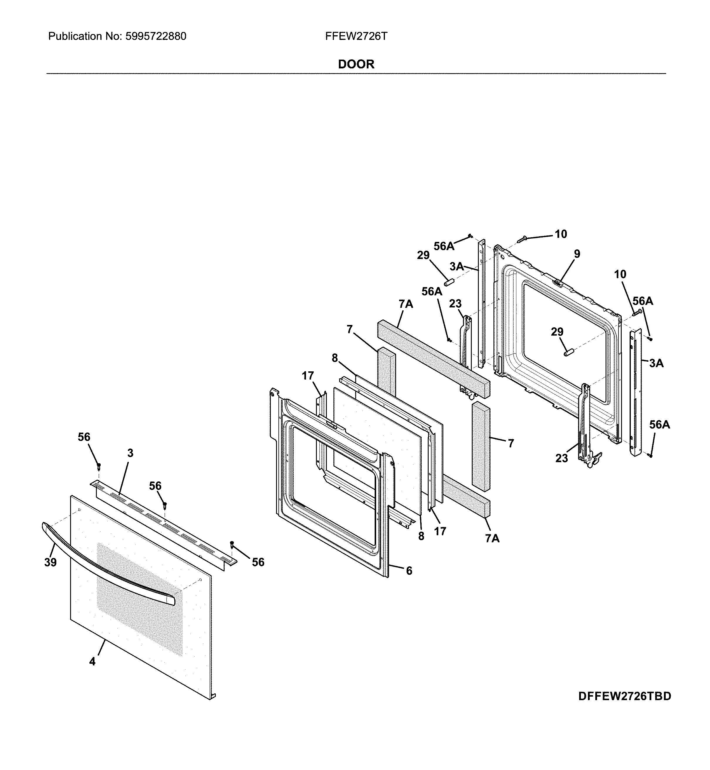 Frigidaire FFEW2726TBD door diagram