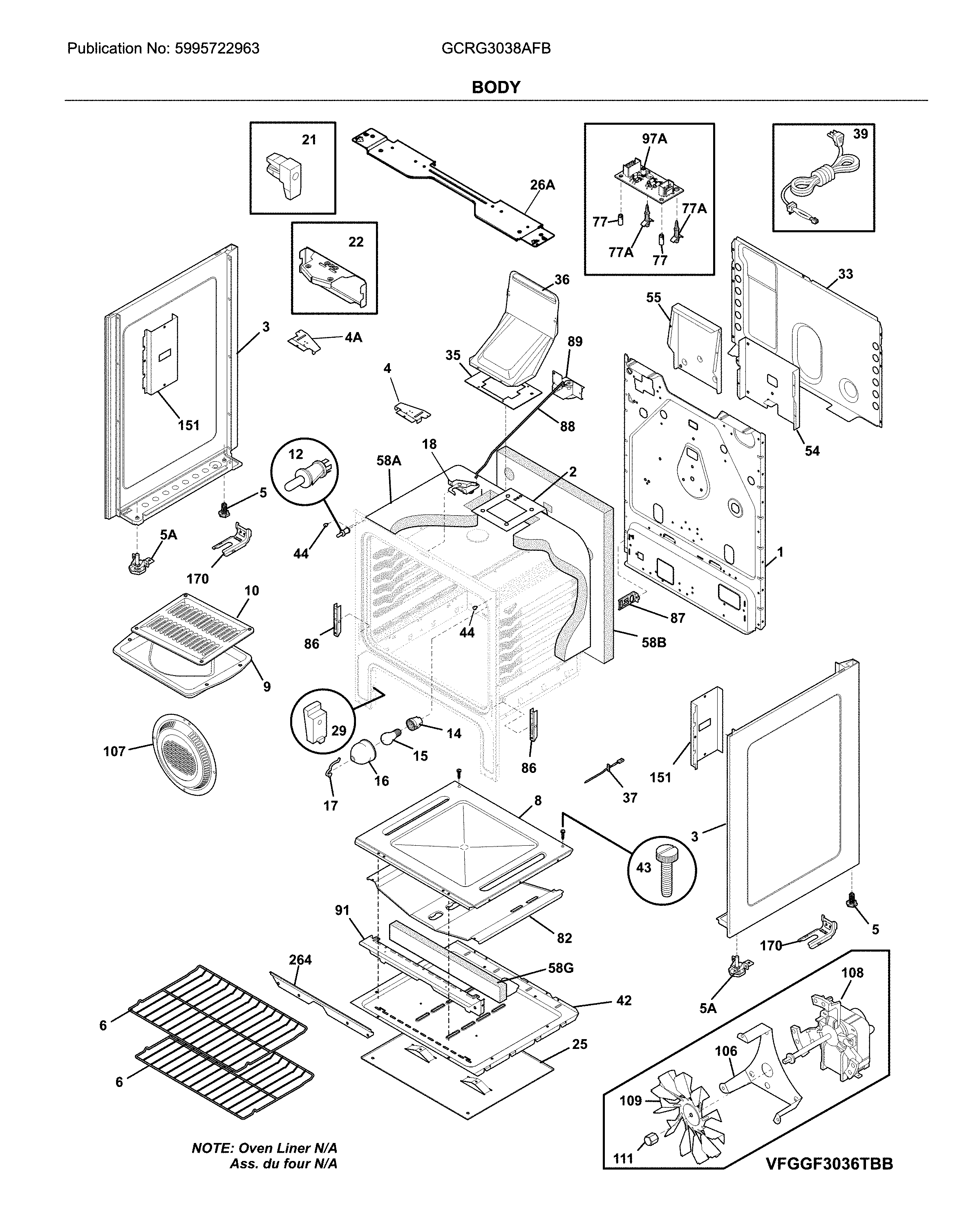 Frigidaire GCRG3038AFB body diagram