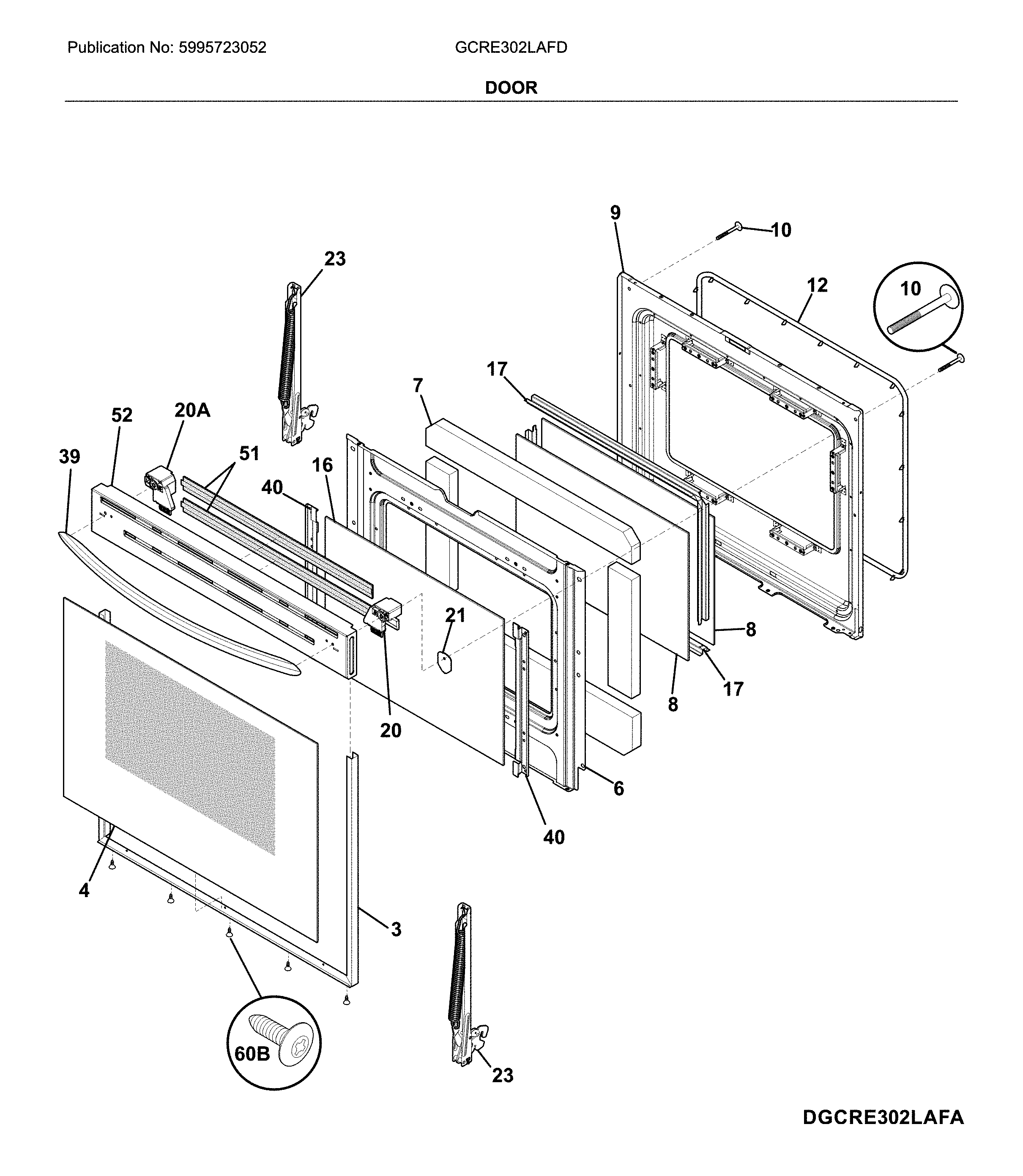Frigidaire GCRE302LAFD door diagram