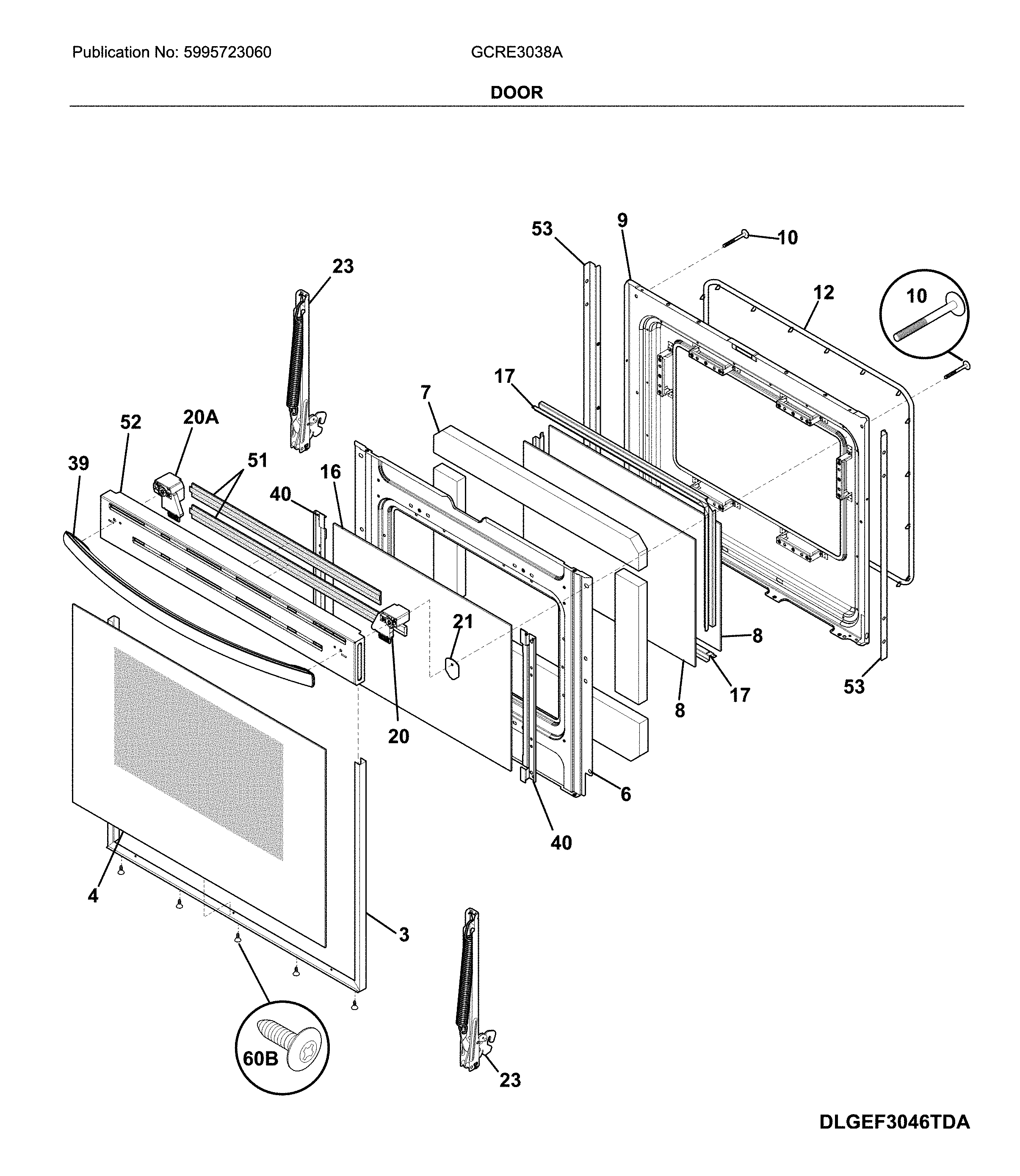 Frigidaire GCRE3038ADC door diagram