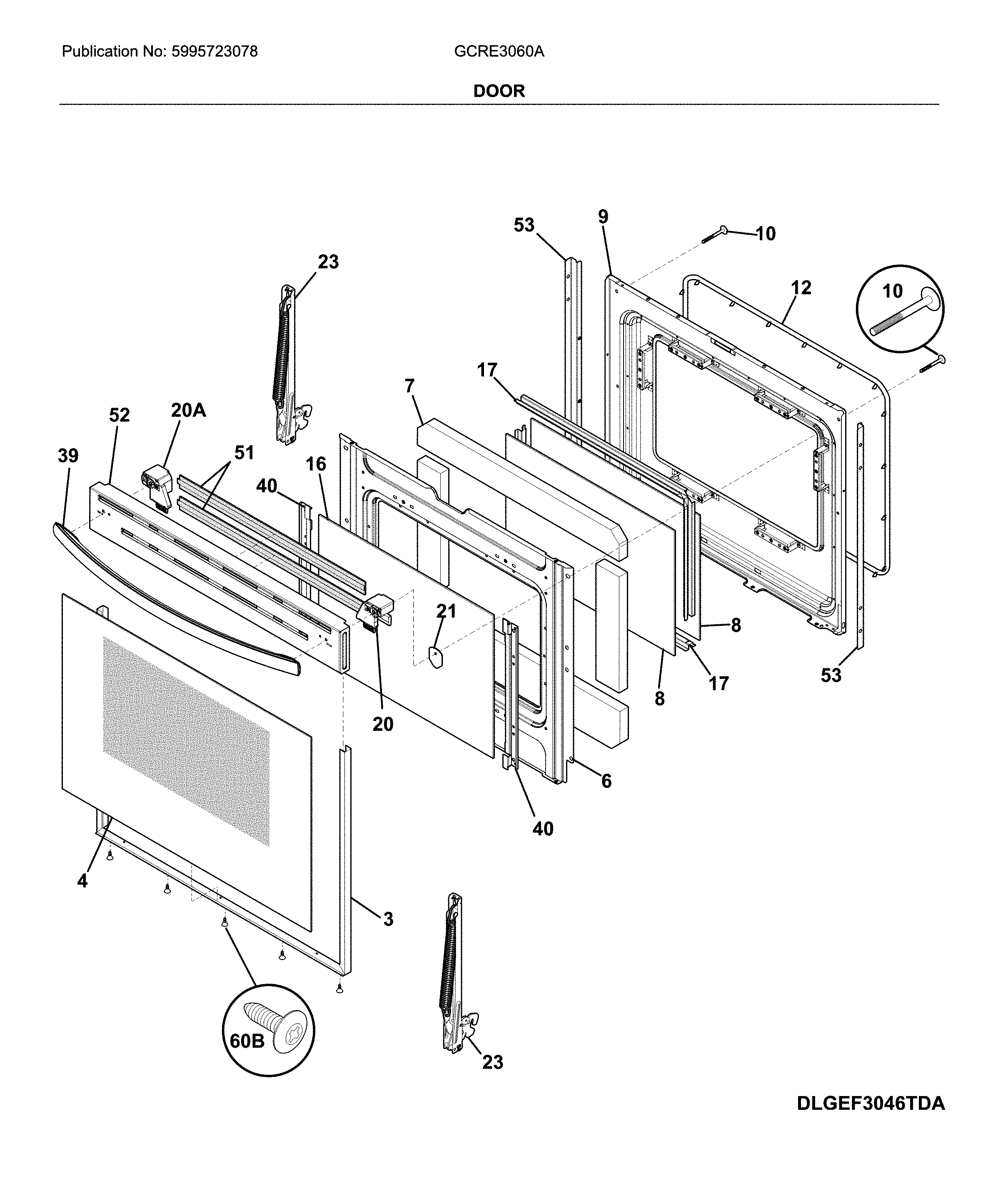 Frigidaire GCRE3060ADD door diagram