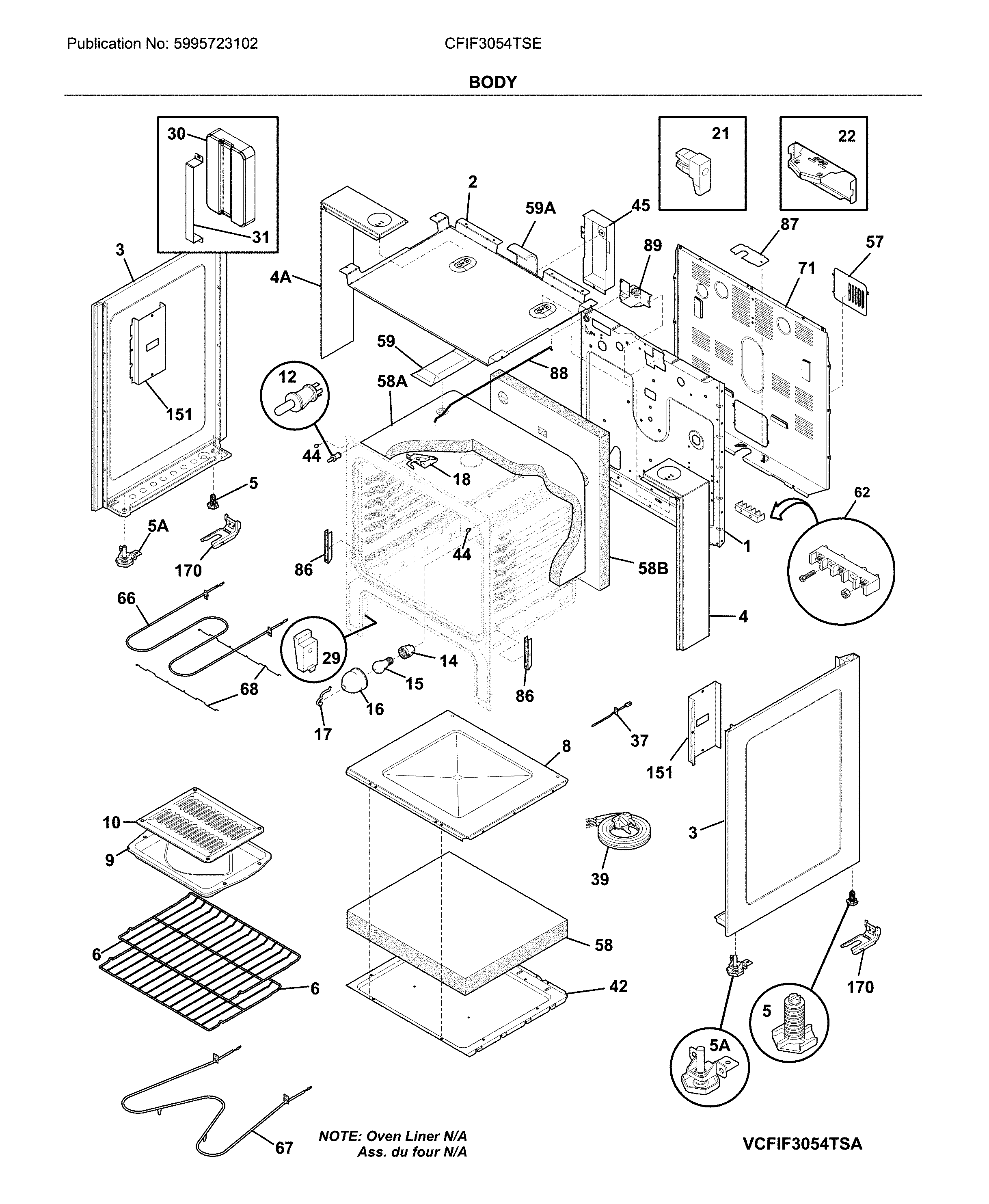 Frigidaire CFIF3054TSE body diagram
