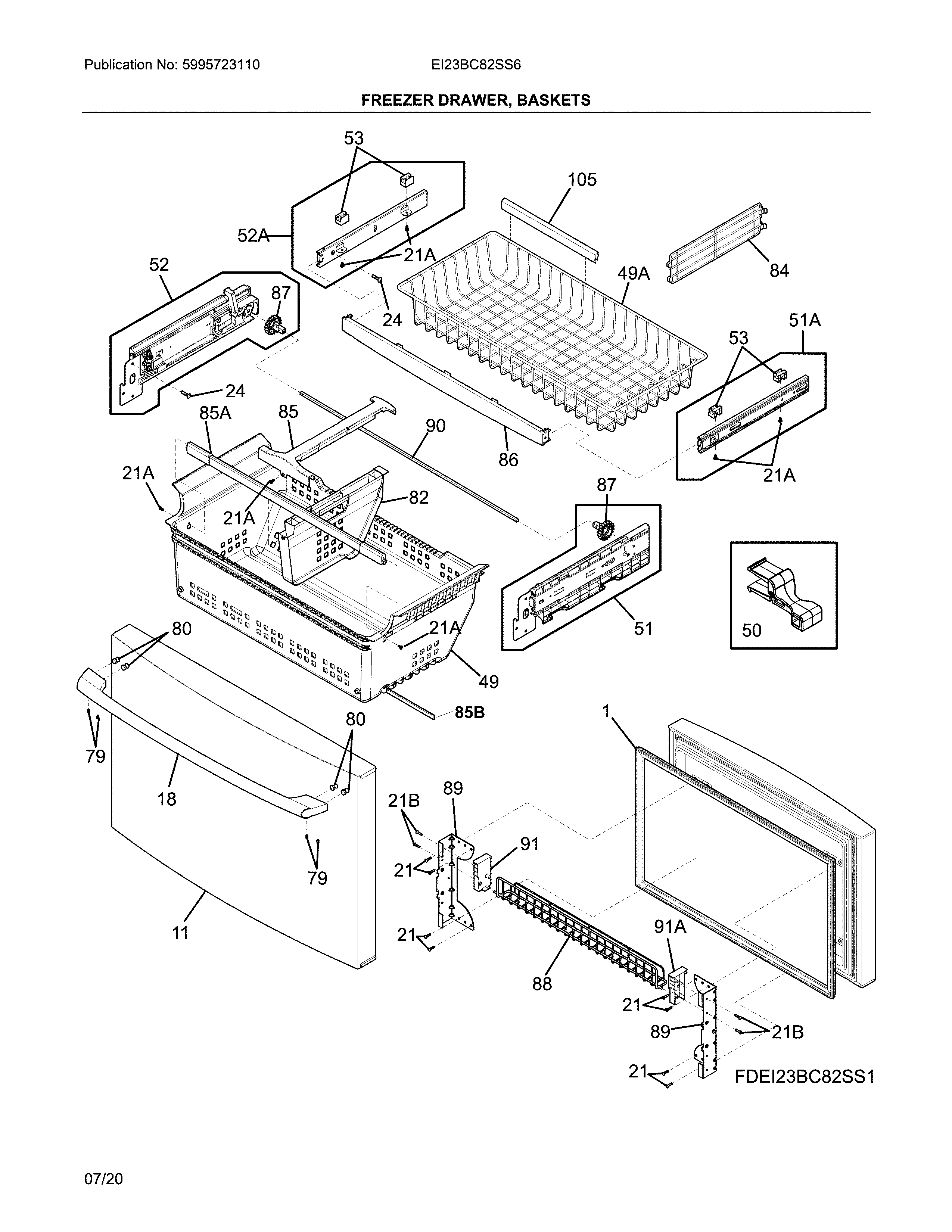 Electrolux EI23BC82SS6 freezer door diagram
