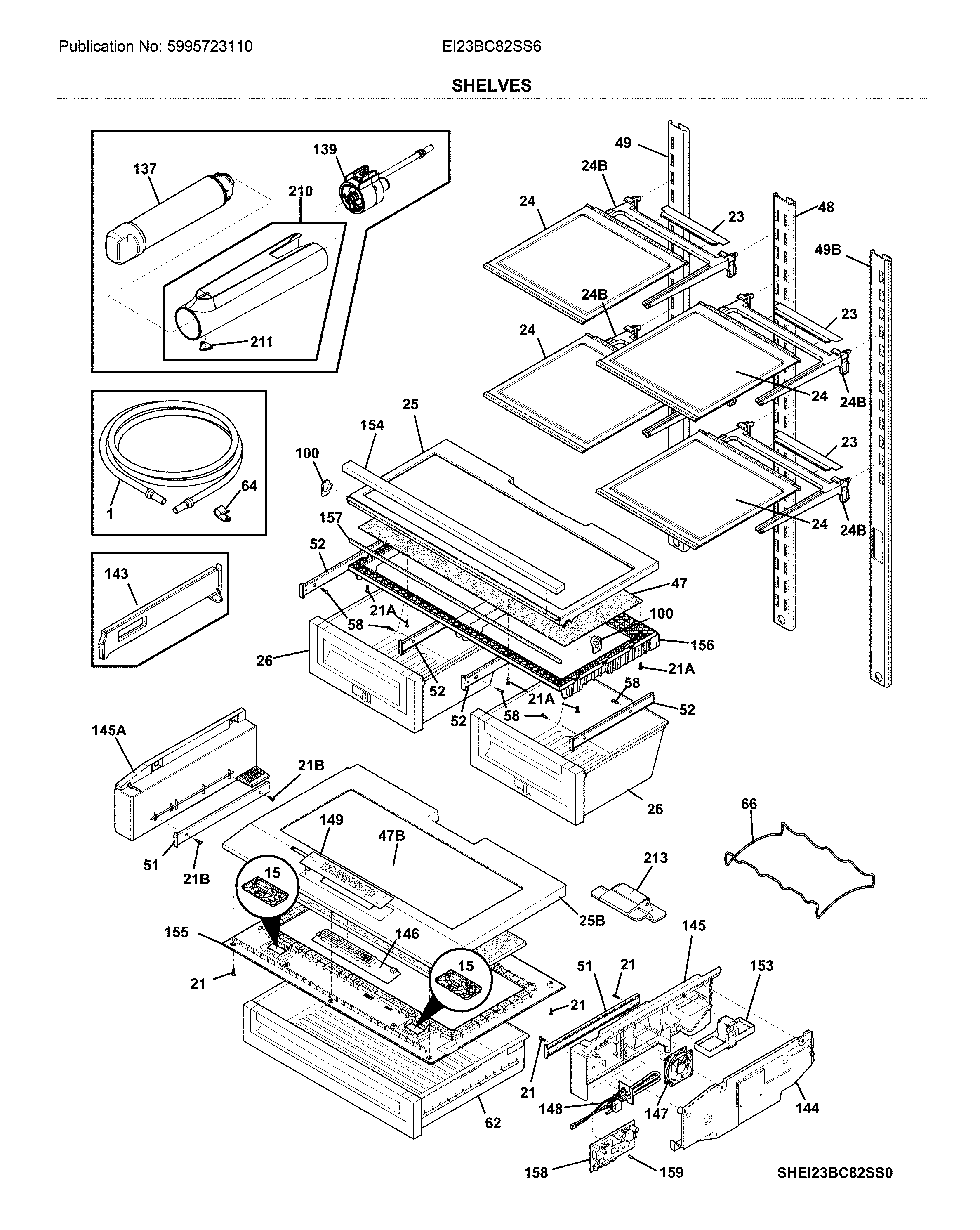 Electrolux EI23BC82SS6 shelves diagram