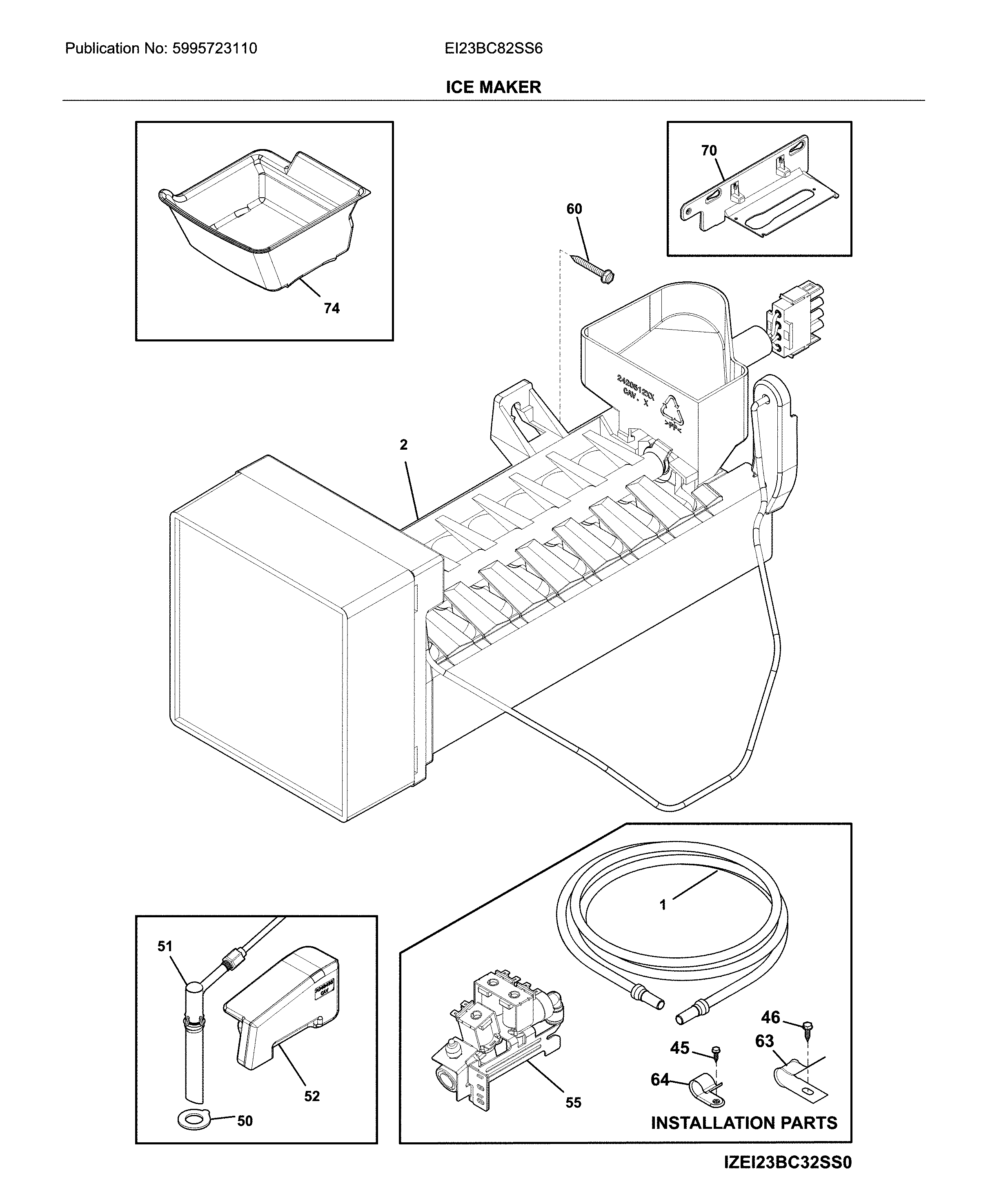 Electrolux EI23BC82SS6 ice maker diagram