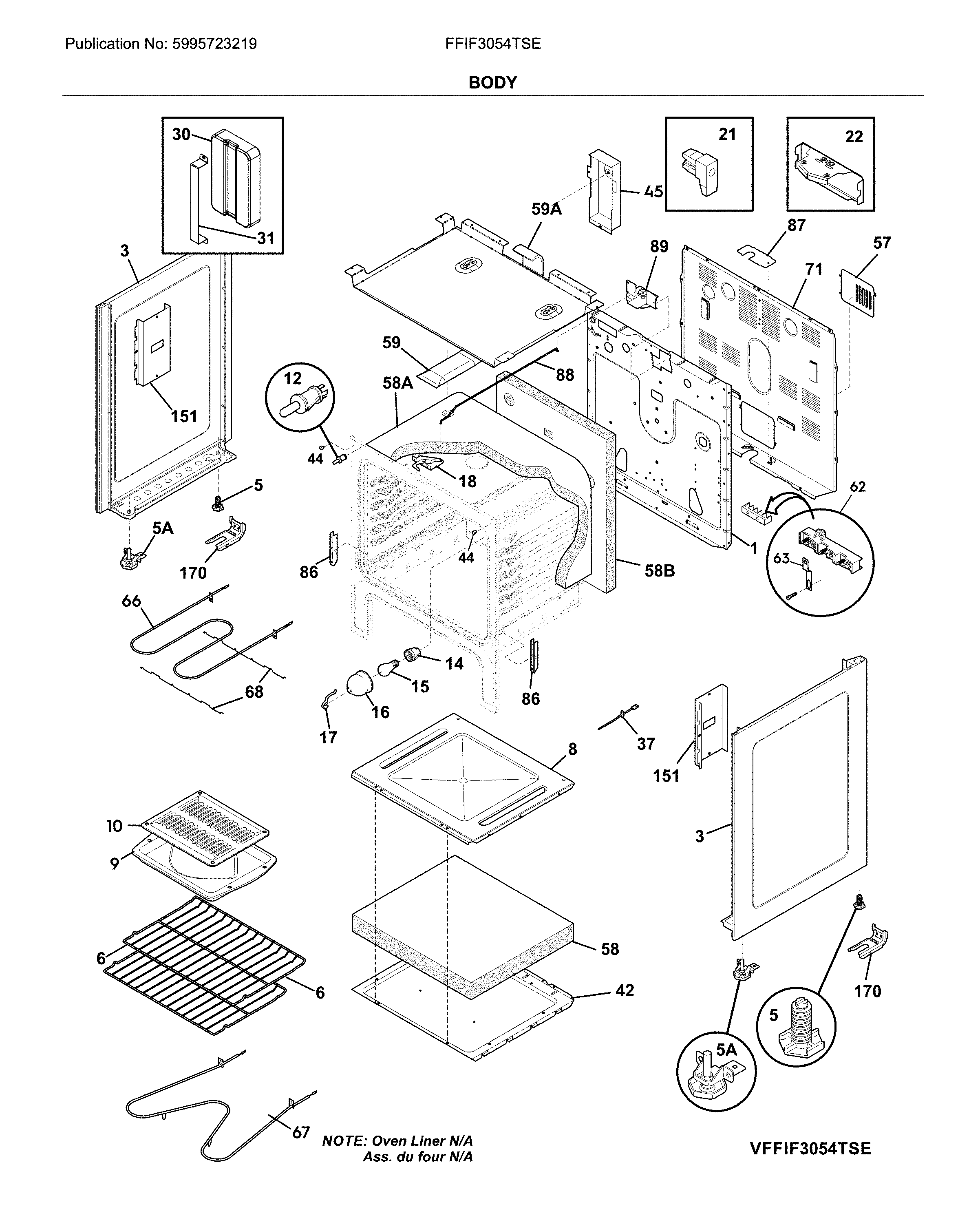 Frigidaire FFIF3054TSE body diagram