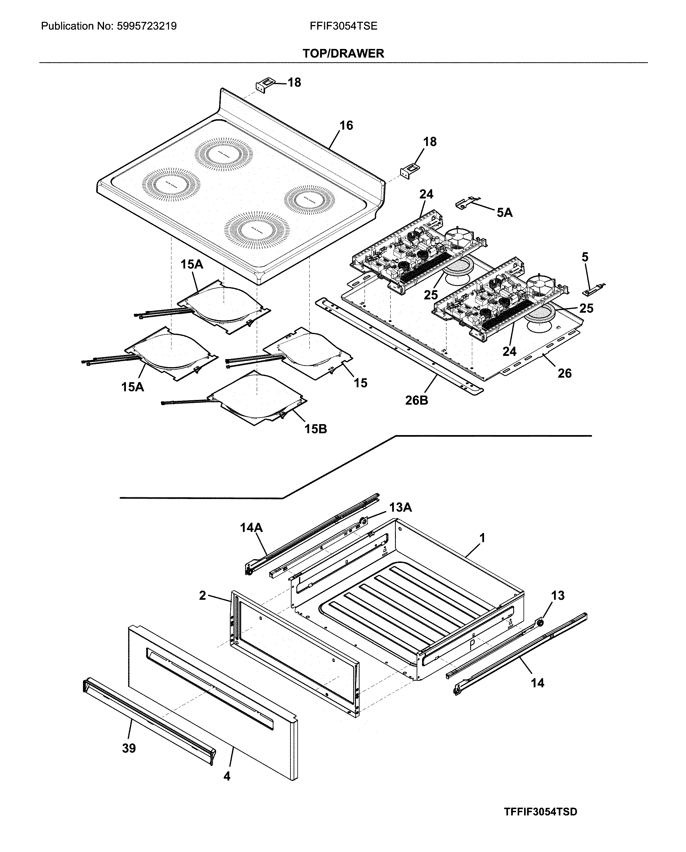 Frigidaire FFIF3054TSE top/drawer diagram