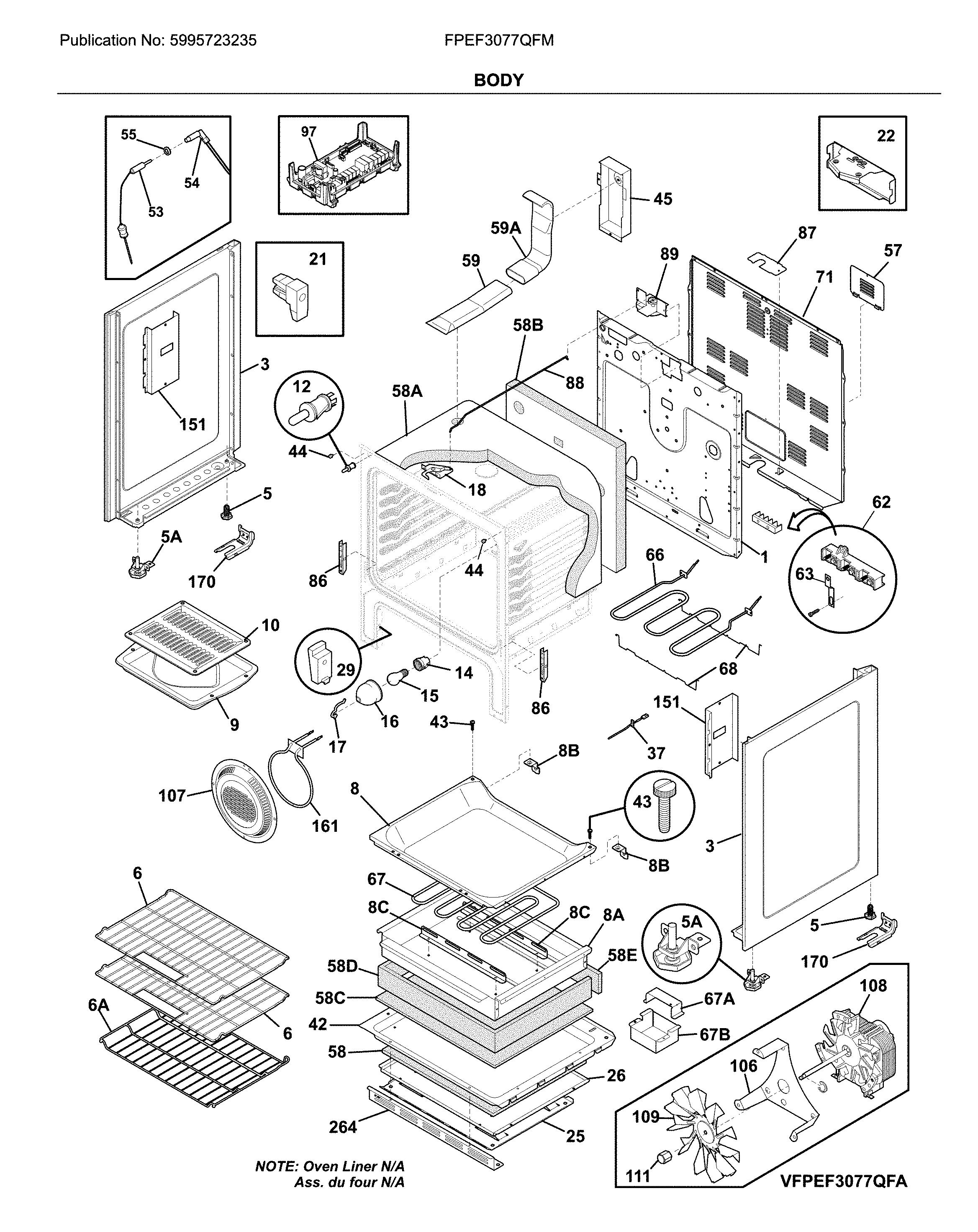 Frigidaire FPEF3077QFM body diagram