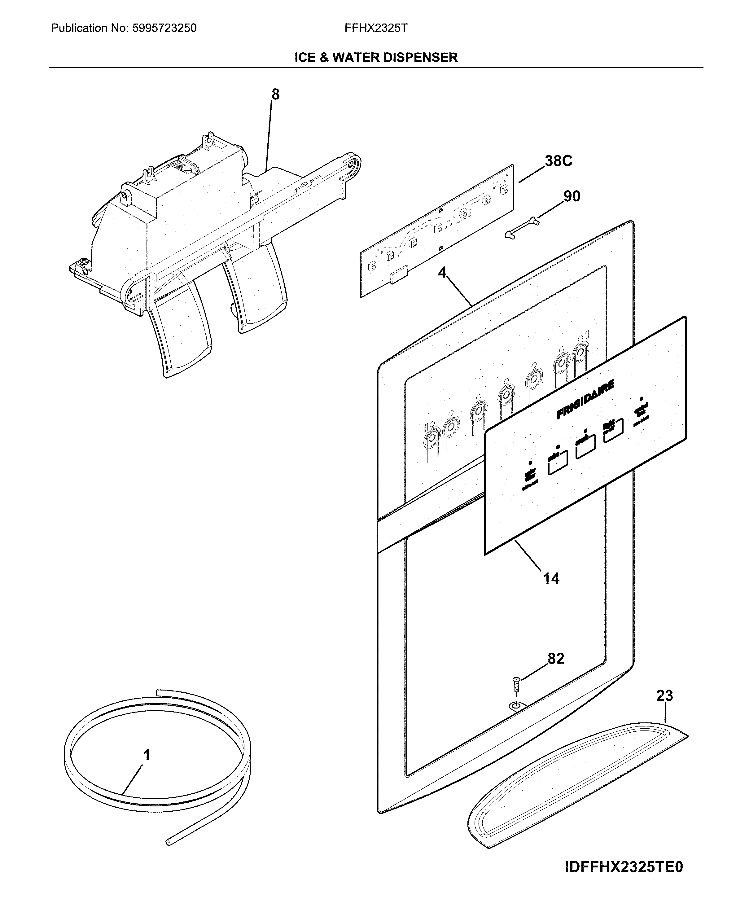 Frigidaire FFHX2325TS3 dispenser diagram