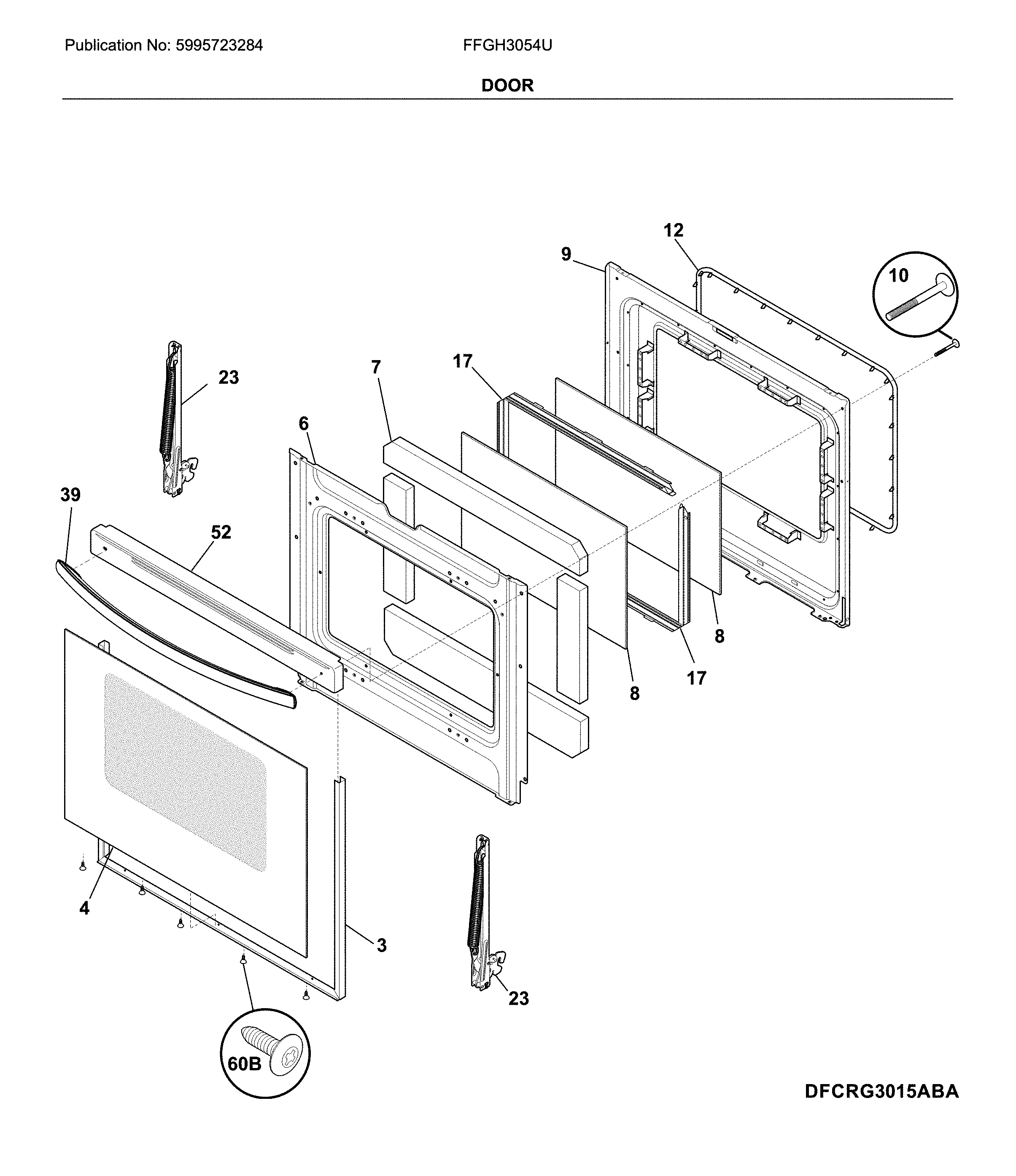 Frigidaire FFGH3054UWB door diagram