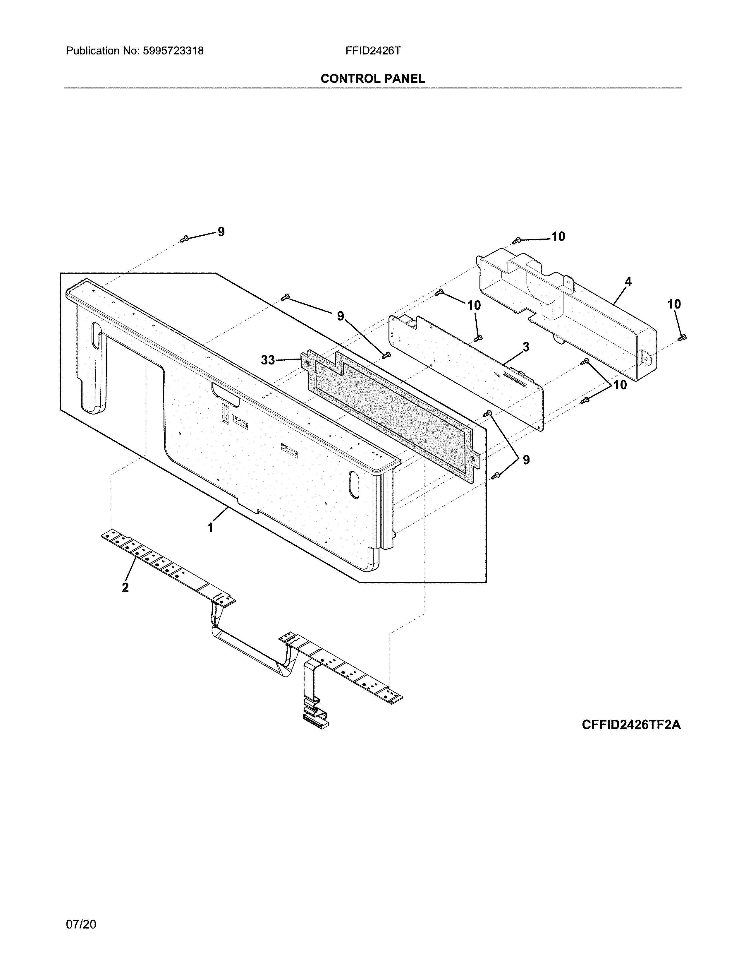 Frigidaire FFID2426TB2A control panel diagram