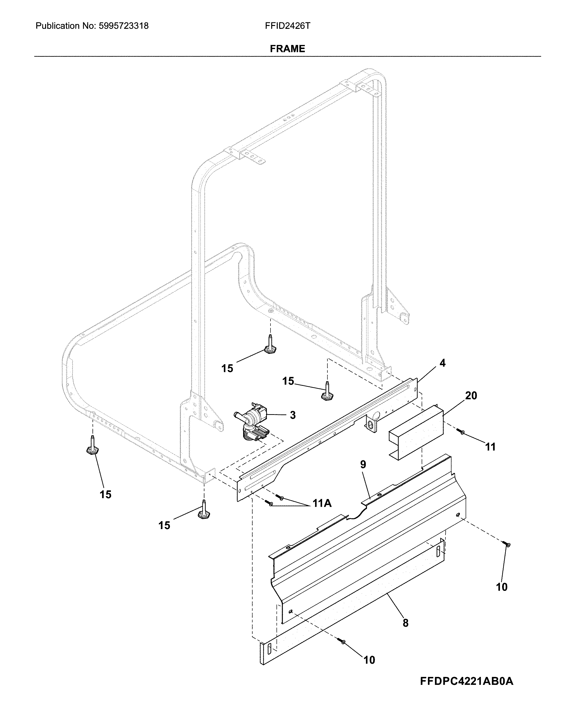 Frigidaire FFID2426TB2A frame diagram