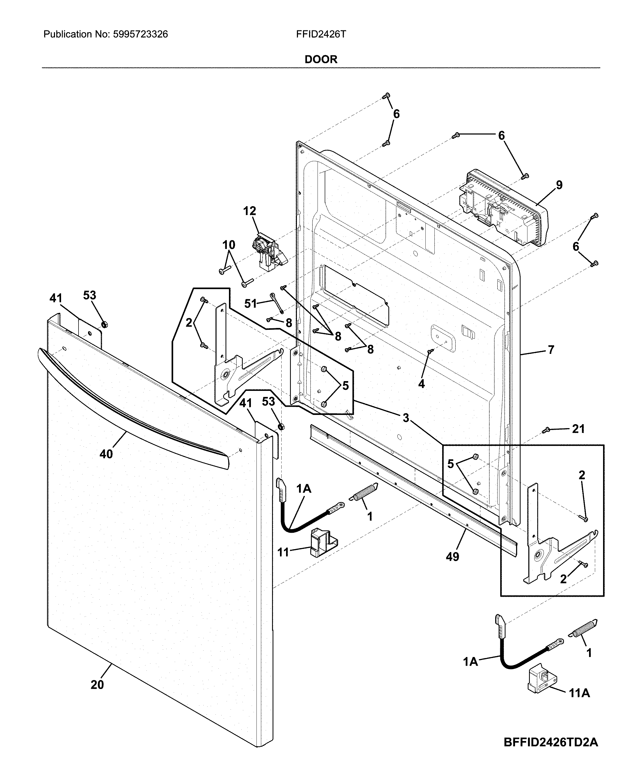 Frigidaire FFID2426TD4A door diagram