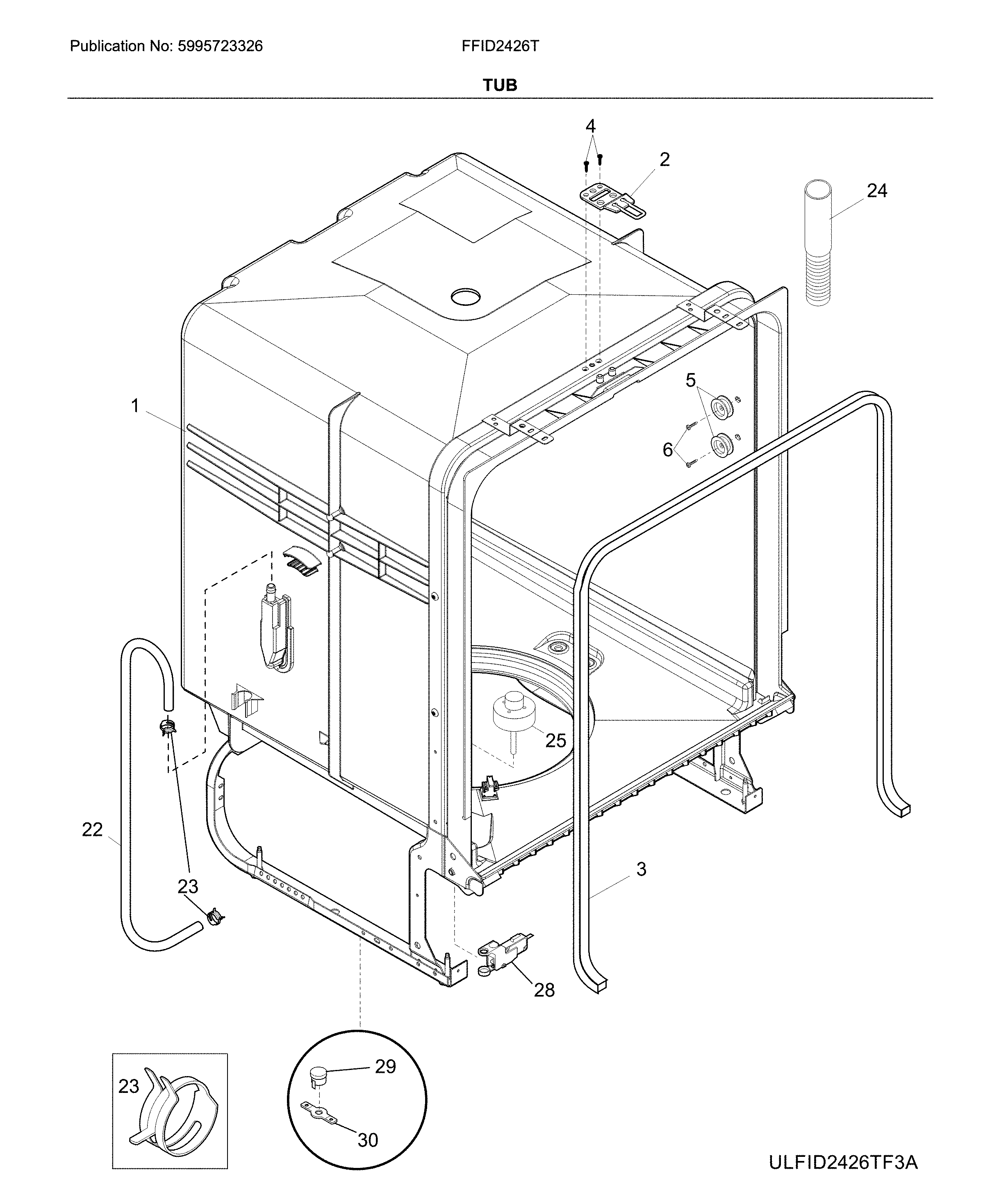 Frigidaire FFID2426TD4A tub diagram