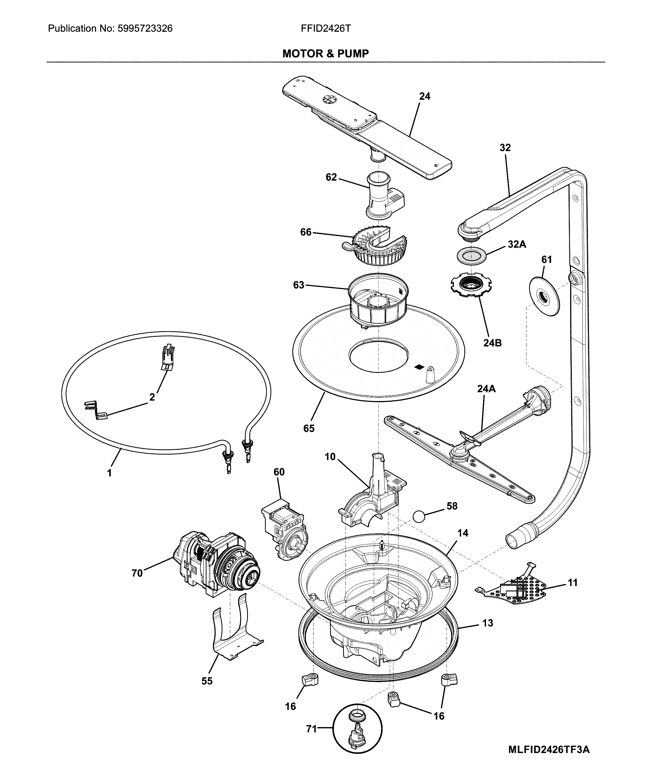 Frigidaire FFID2426TD4A motor & pump diagram
