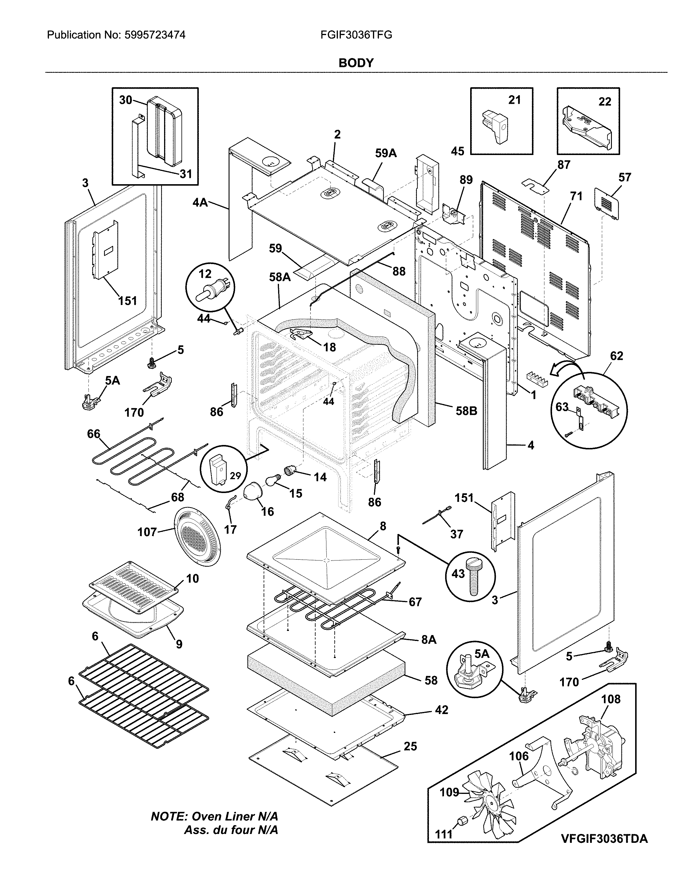 Frigidaire FGIF3036TFG body diagram
