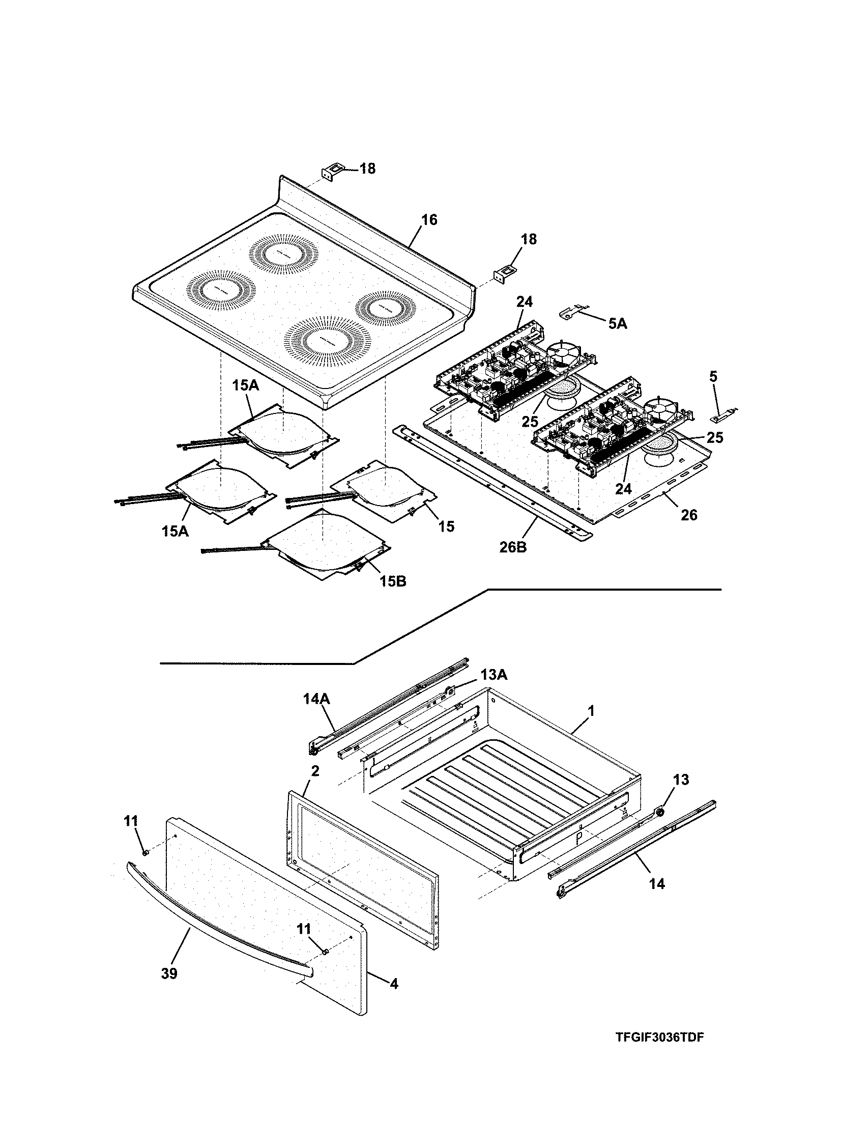 Frigidaire FGIF3036TFG top/drawer diagram