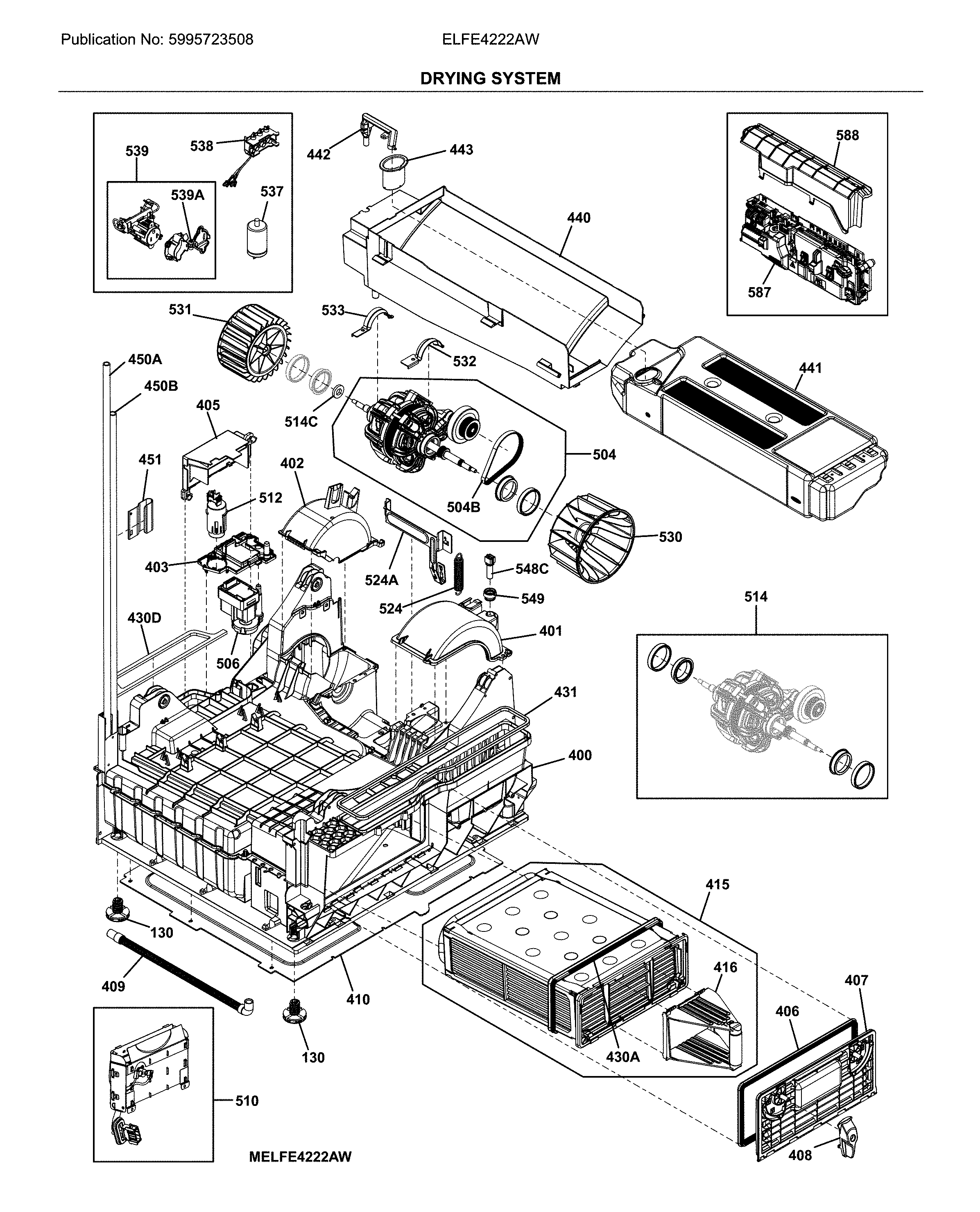 Electrolux ELFE4222AW drying system diagram