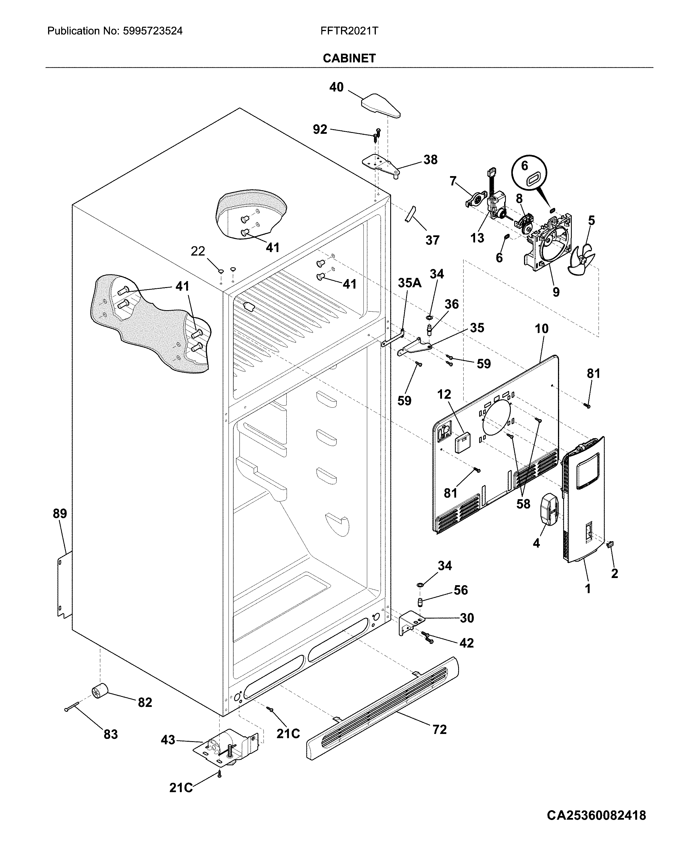 Frigidaire FFTR2021TB5 cabinet diagram