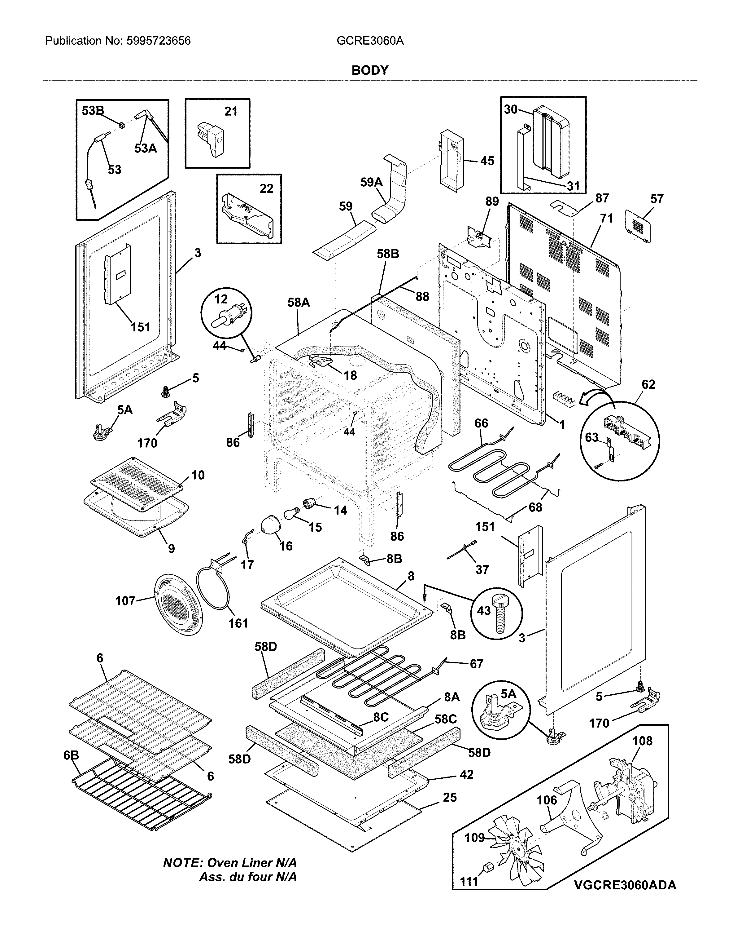Frigidaire GCRE3060AFE body diagram