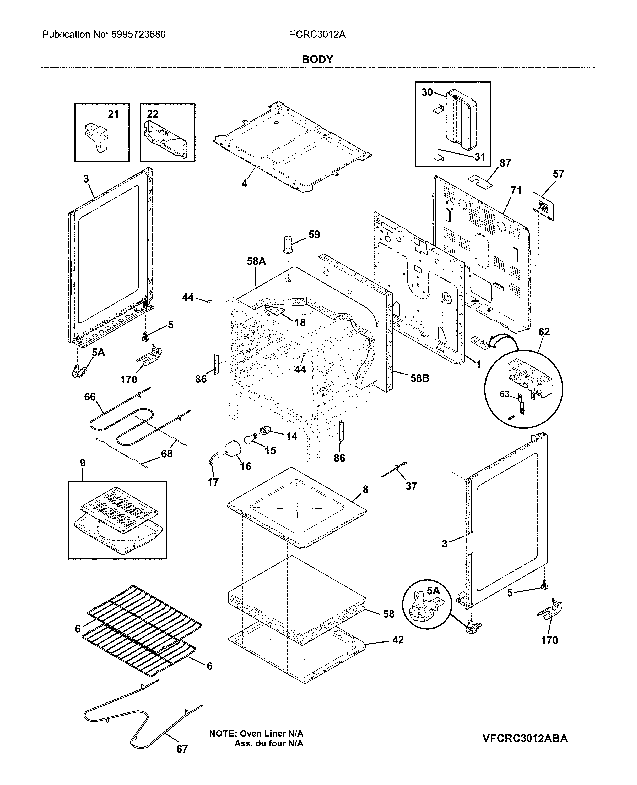 Frigidaire FCRC3012ABC body diagram
