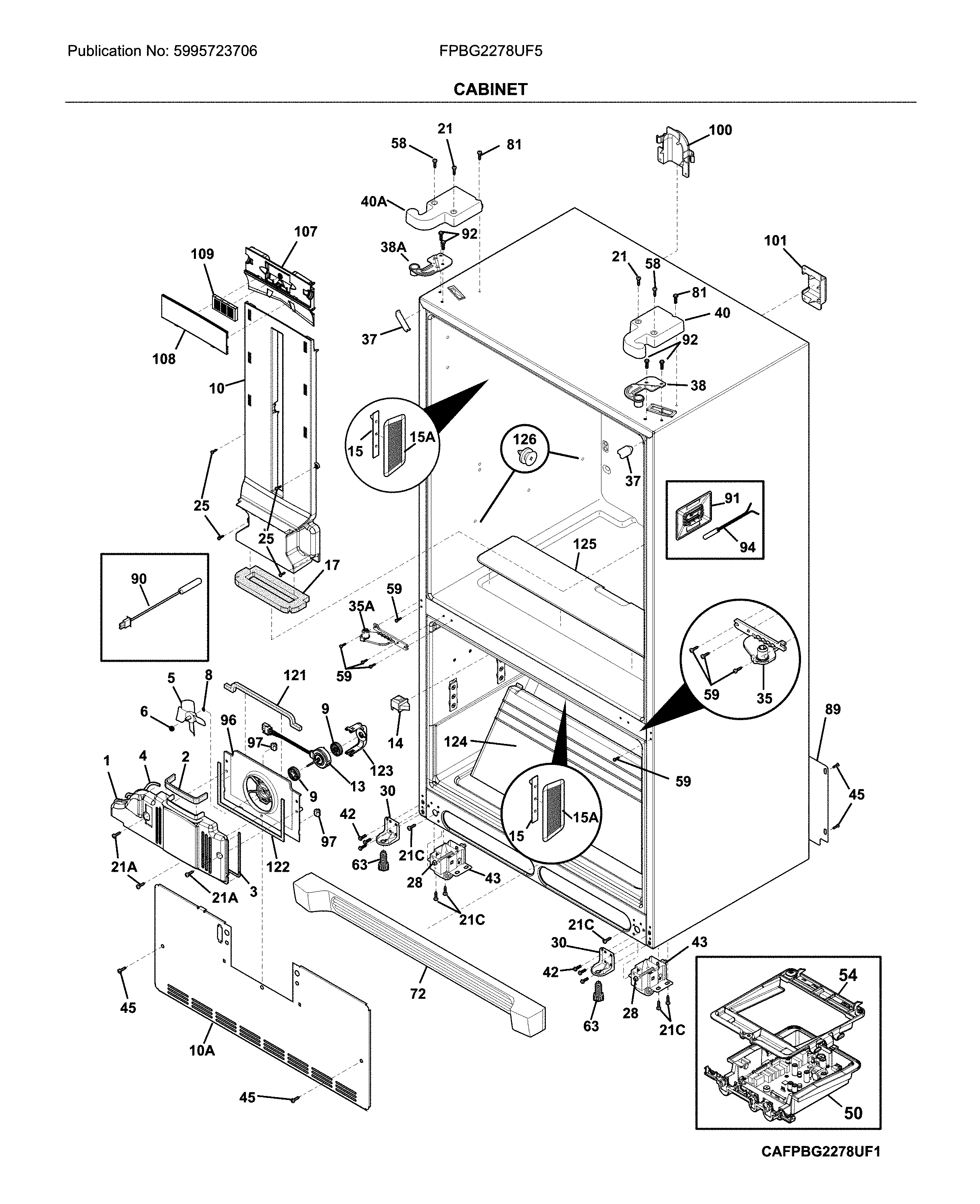 Frigidaire FPBG2278UF5 cabinet diagram