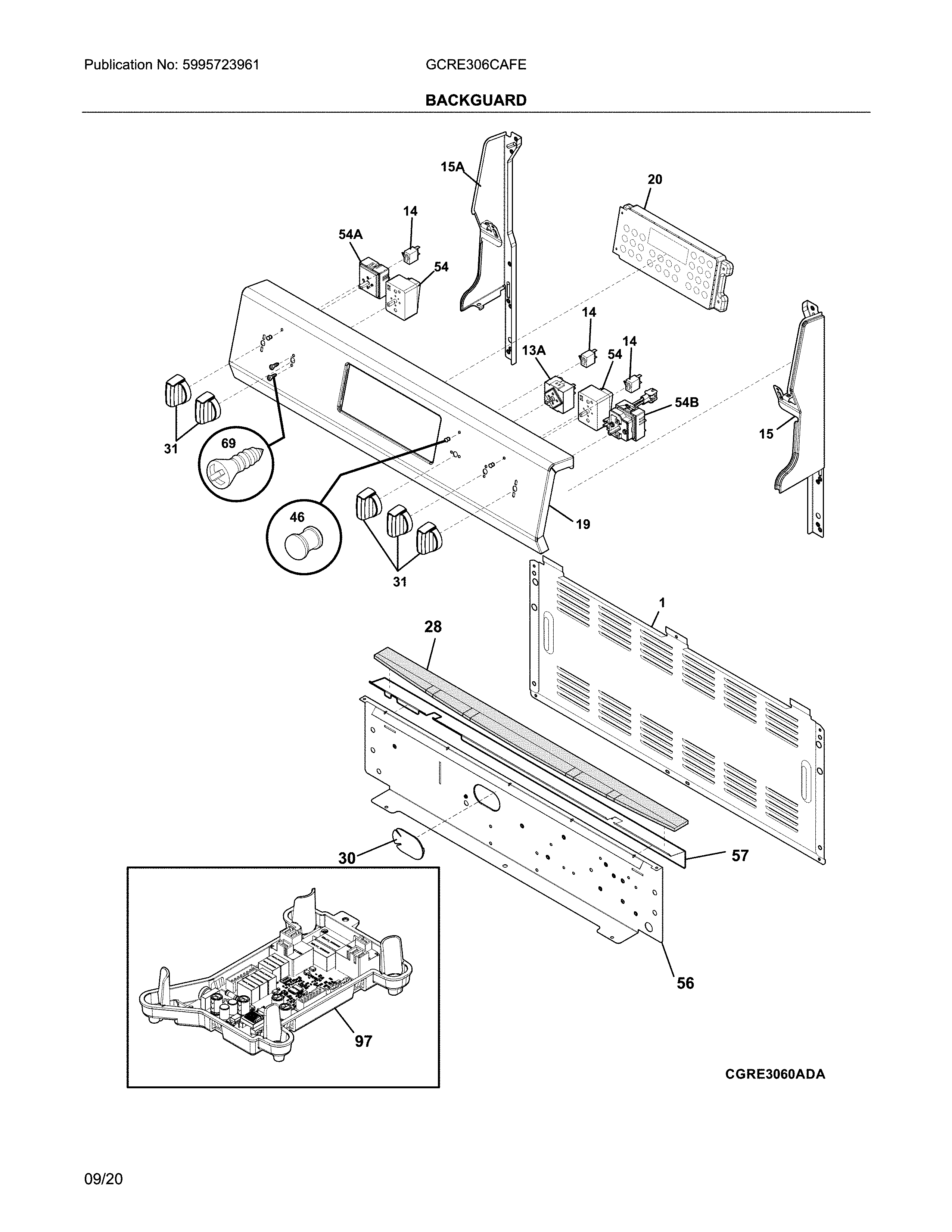 Frigidaire GCRE306CAFE backguard diagram