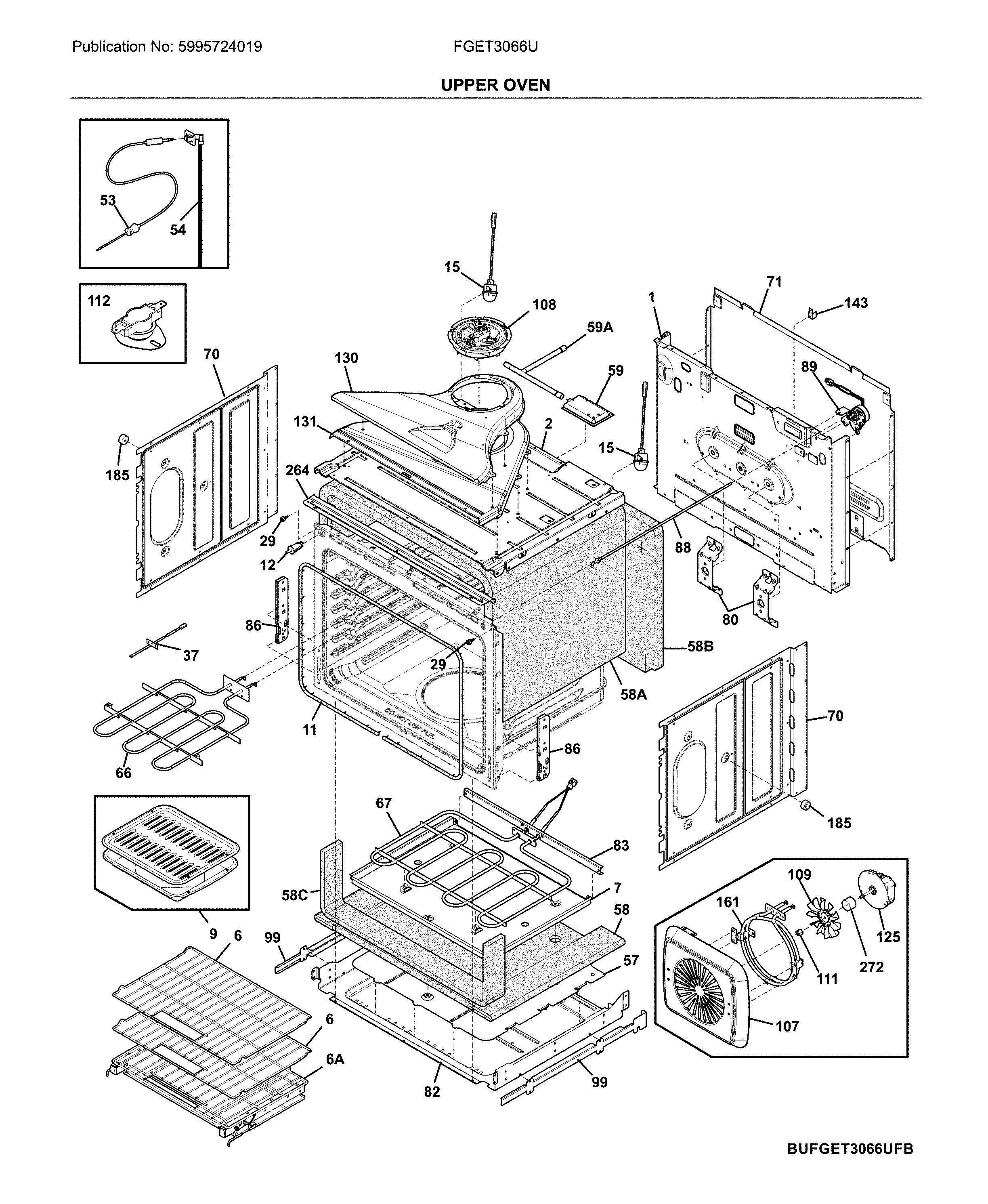 Frigidaire FGET3066UDB upper oven diagram