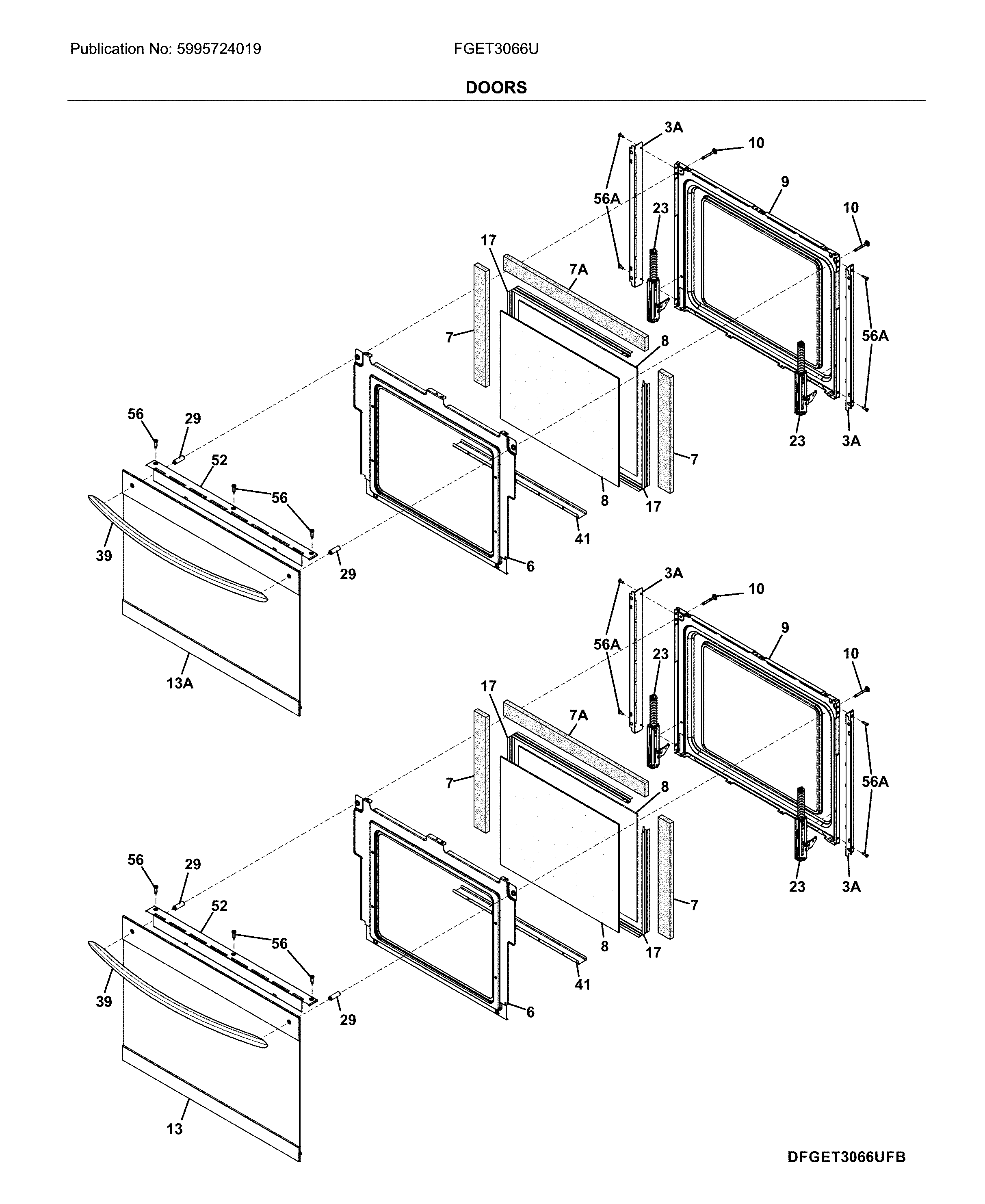 Frigidaire FGET3066UDB doors diagram