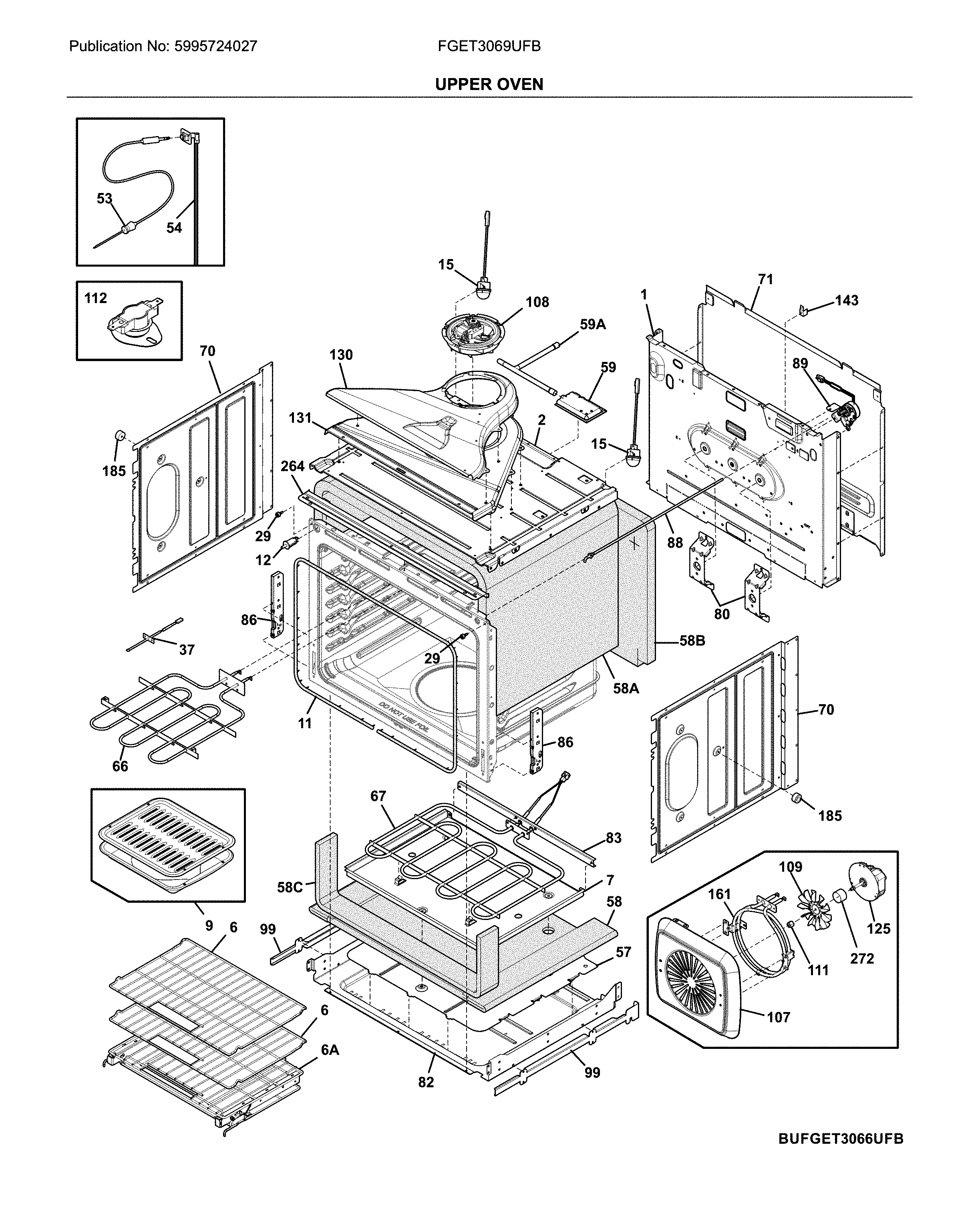 Frigidaire FGET3069UFB upper oven diagram