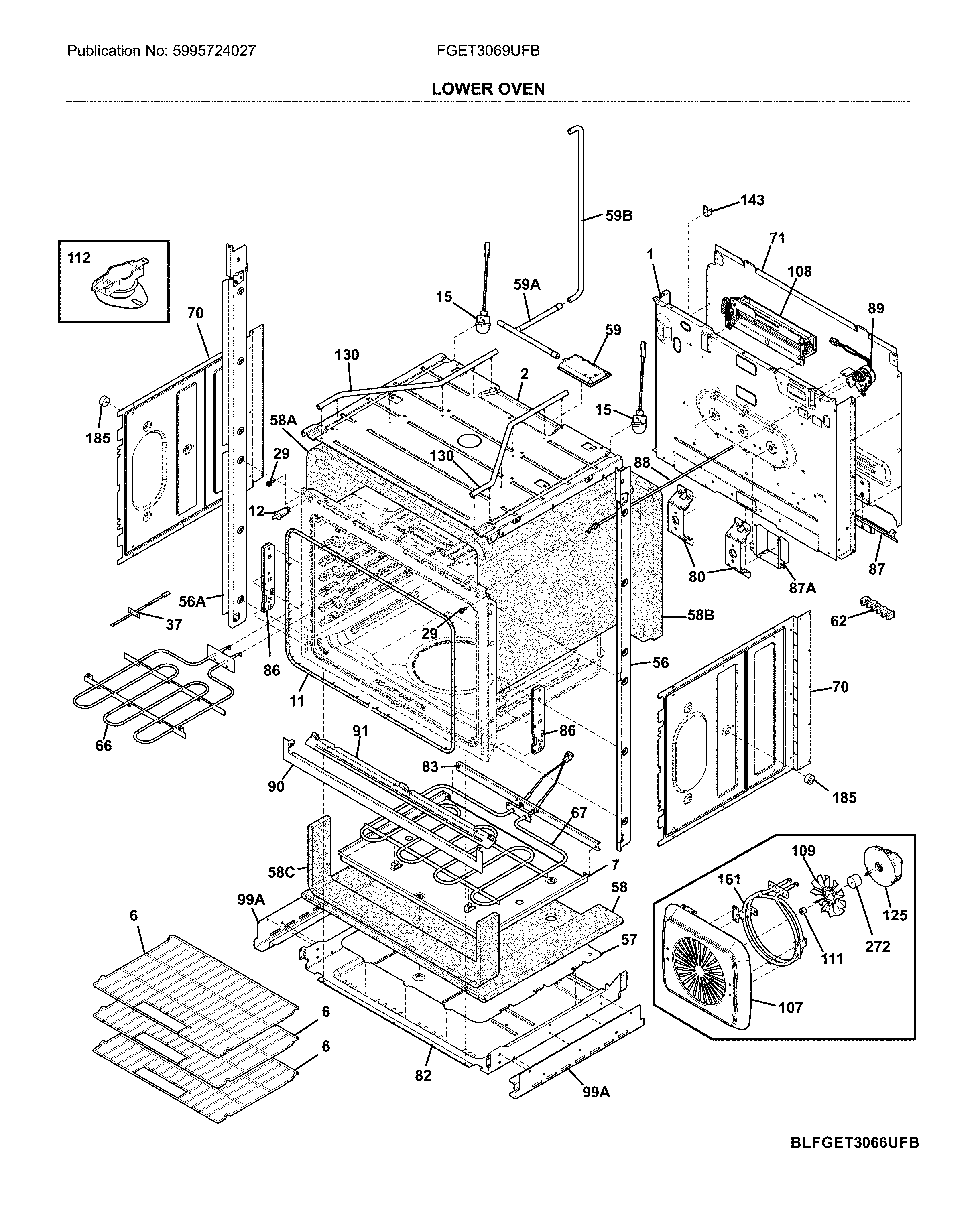 Frigidaire FGET3069UFB lower oven diagram