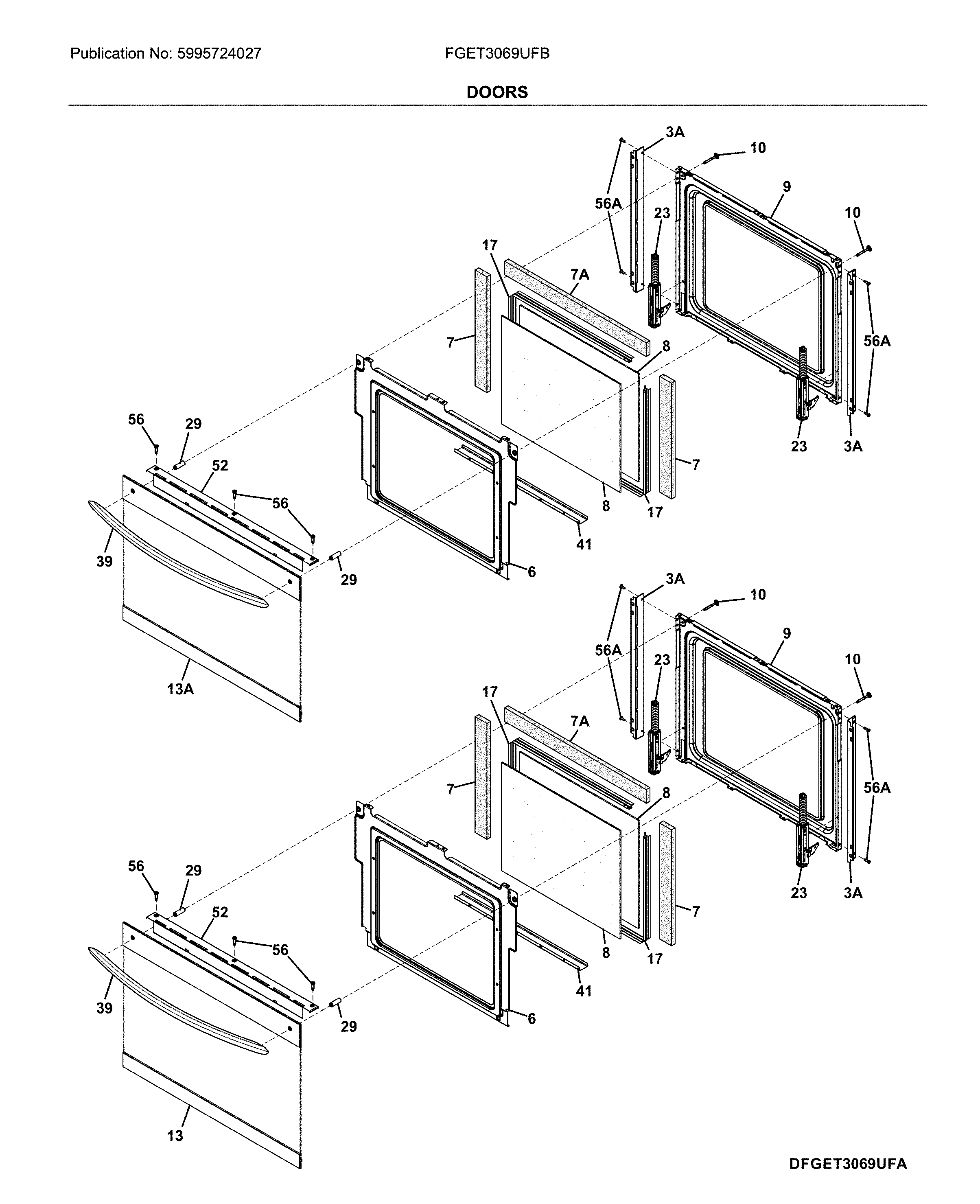 Frigidaire FGET3069UFB doors diagram