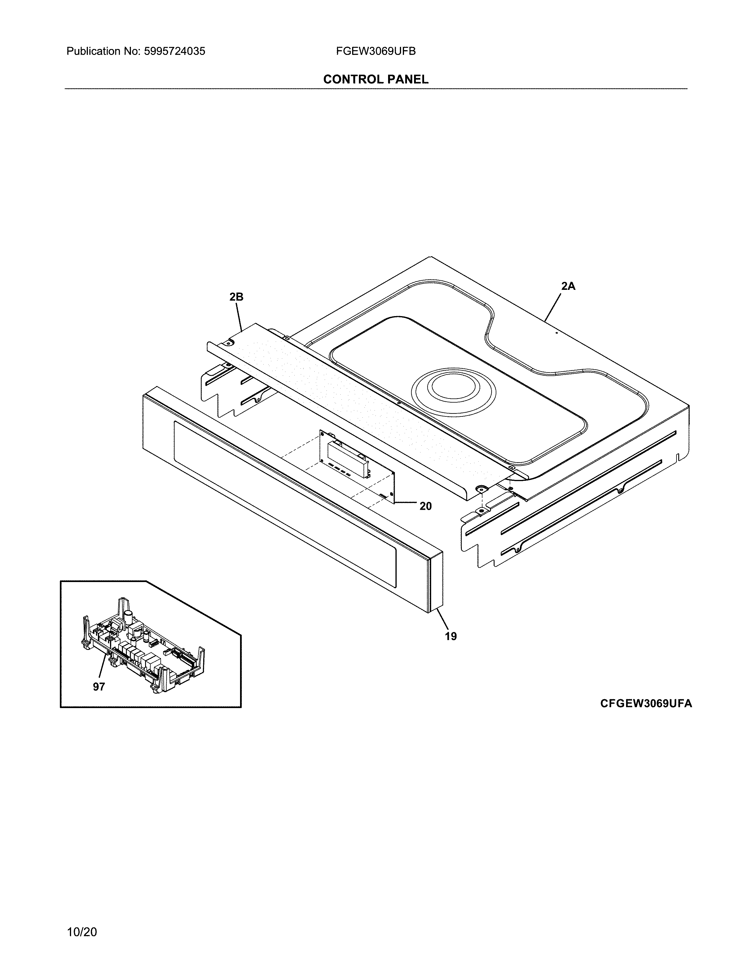 Frigidaire FGEW3069UFB control panel diagram