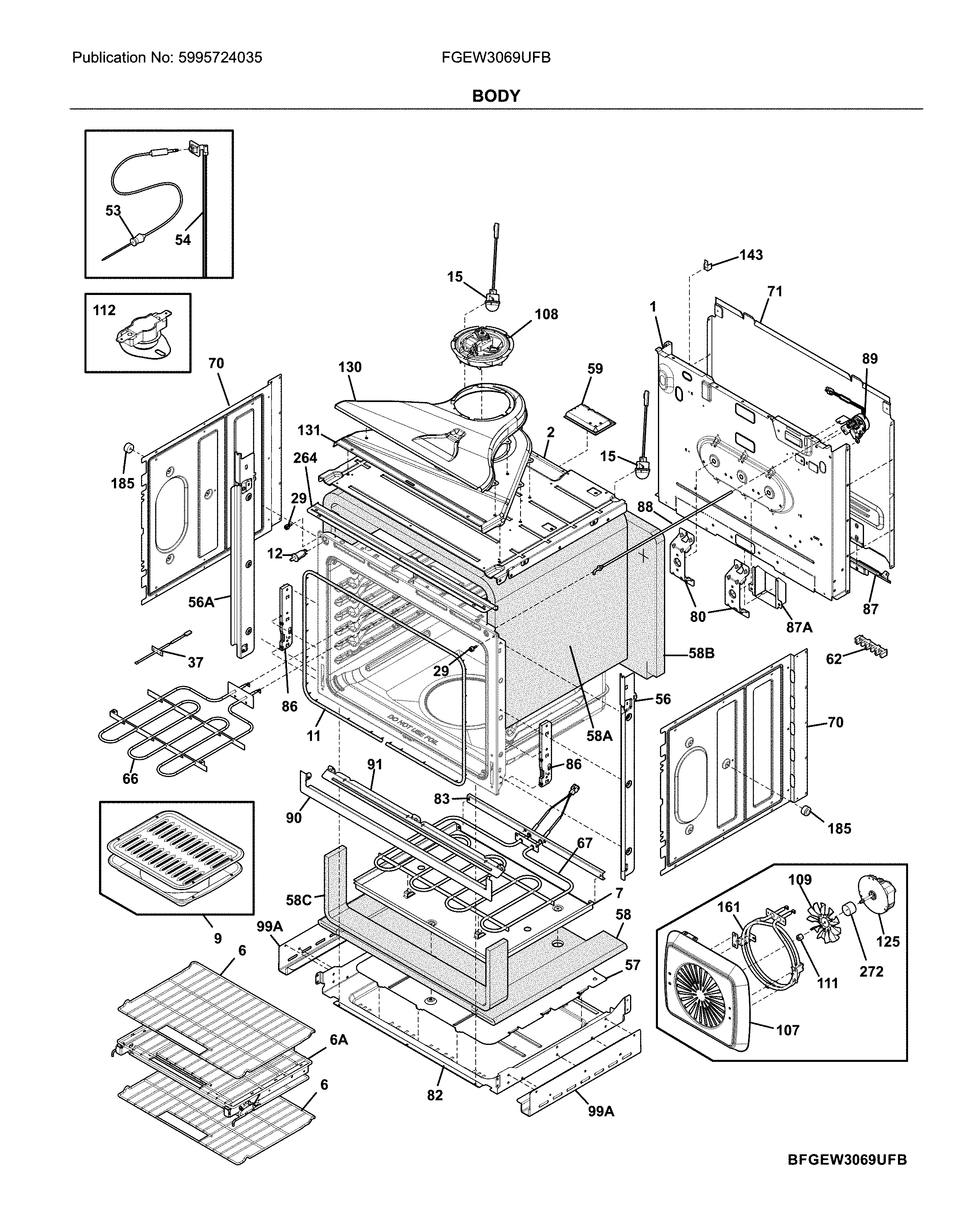 Frigidaire FGEW3069UFB body diagram