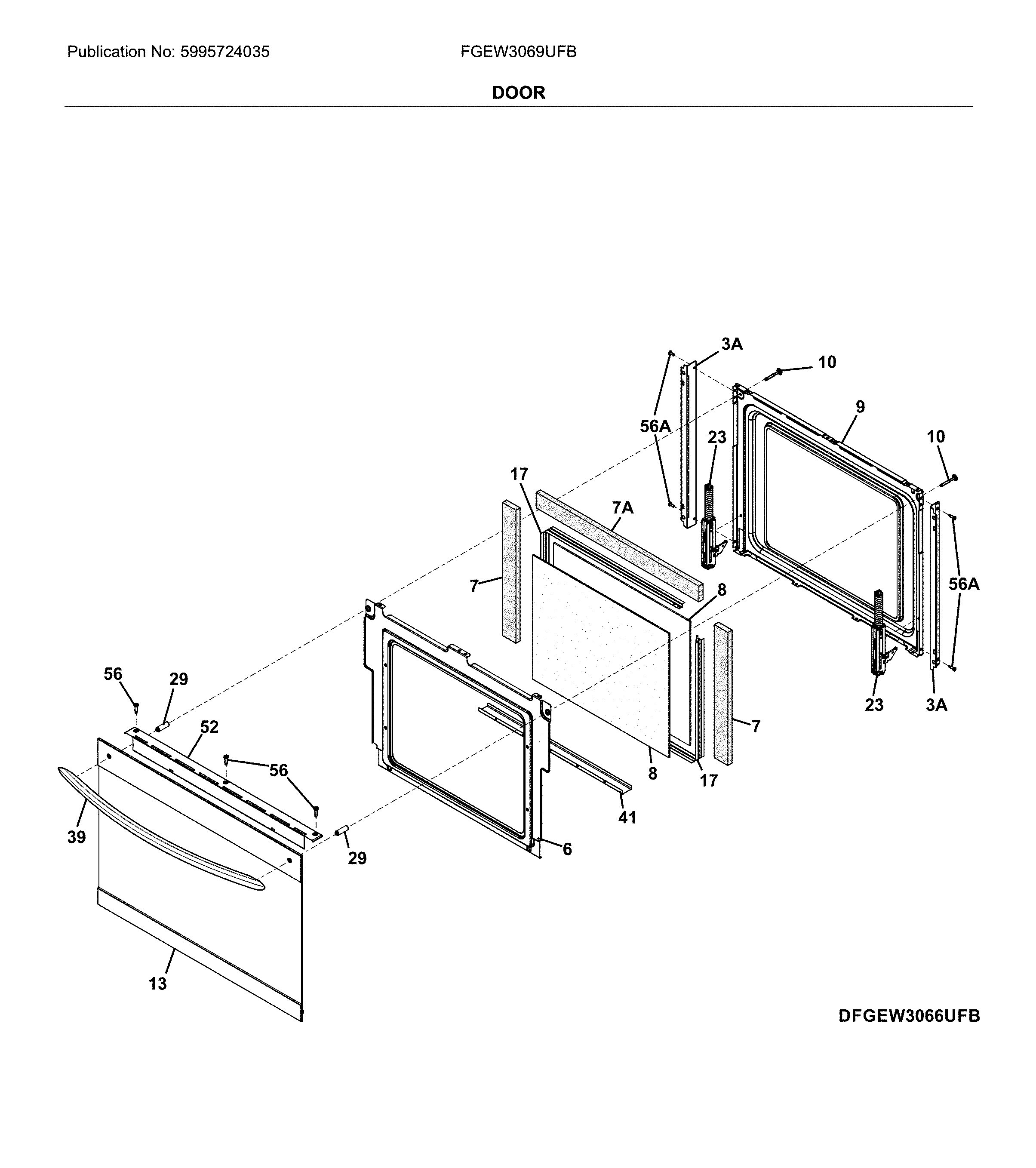 Frigidaire FGEW3069UFB door diagram
