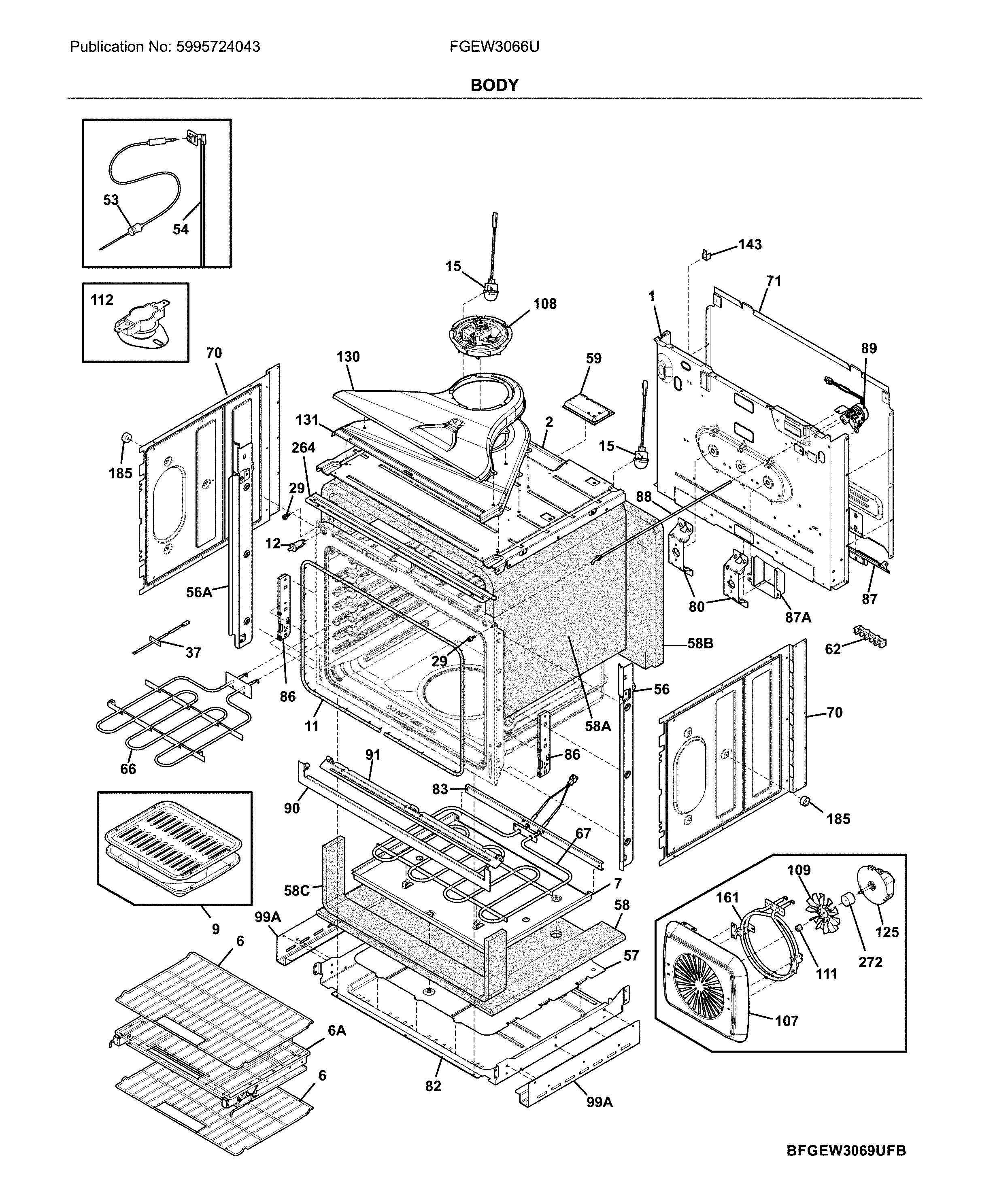Frigidaire FGEW3066UFC body diagram