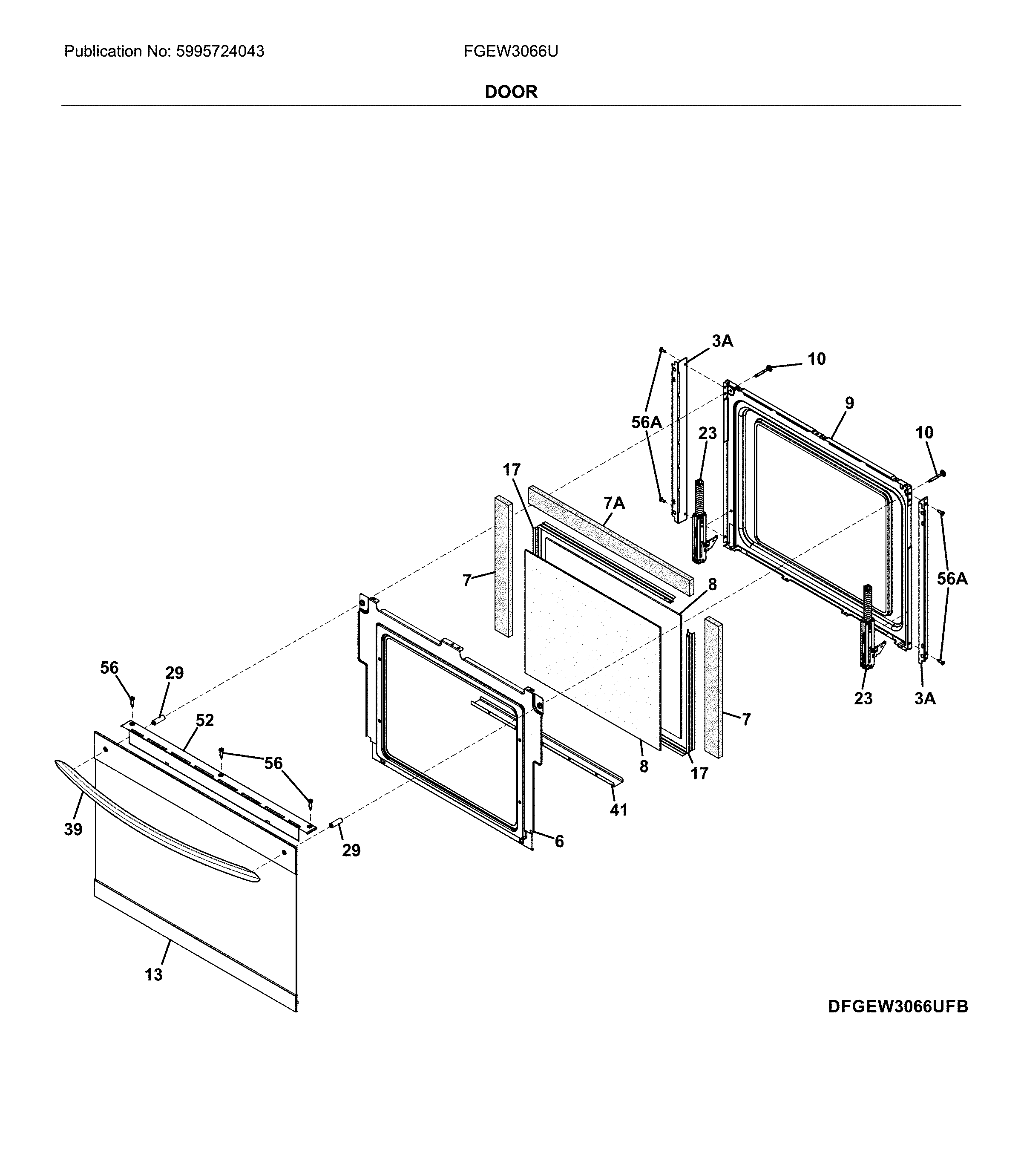 Frigidaire FGEW3066UFC door diagram